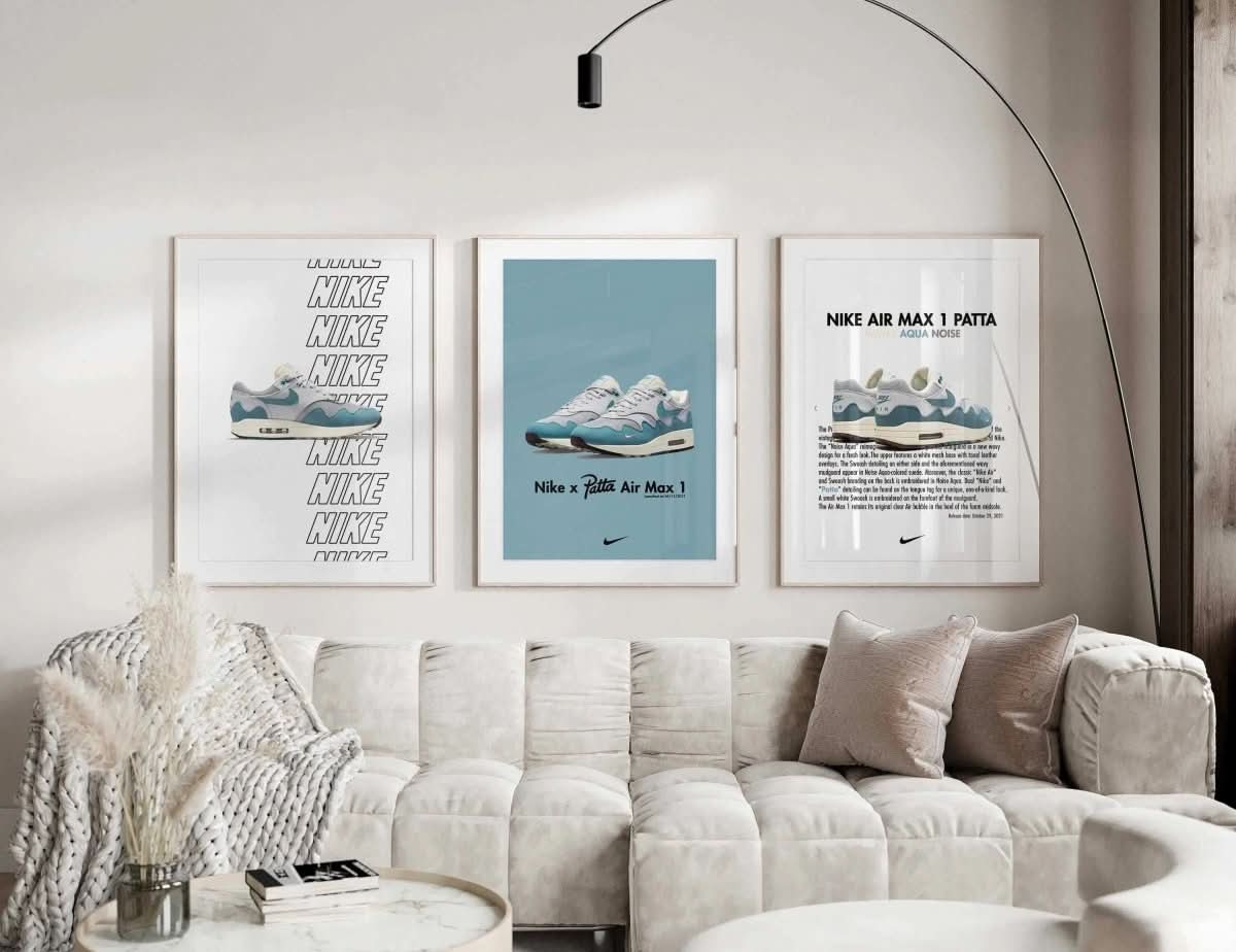 Air Max 1 Patta Poster Set featuring artistic sneaker imagery and contrasting typography.