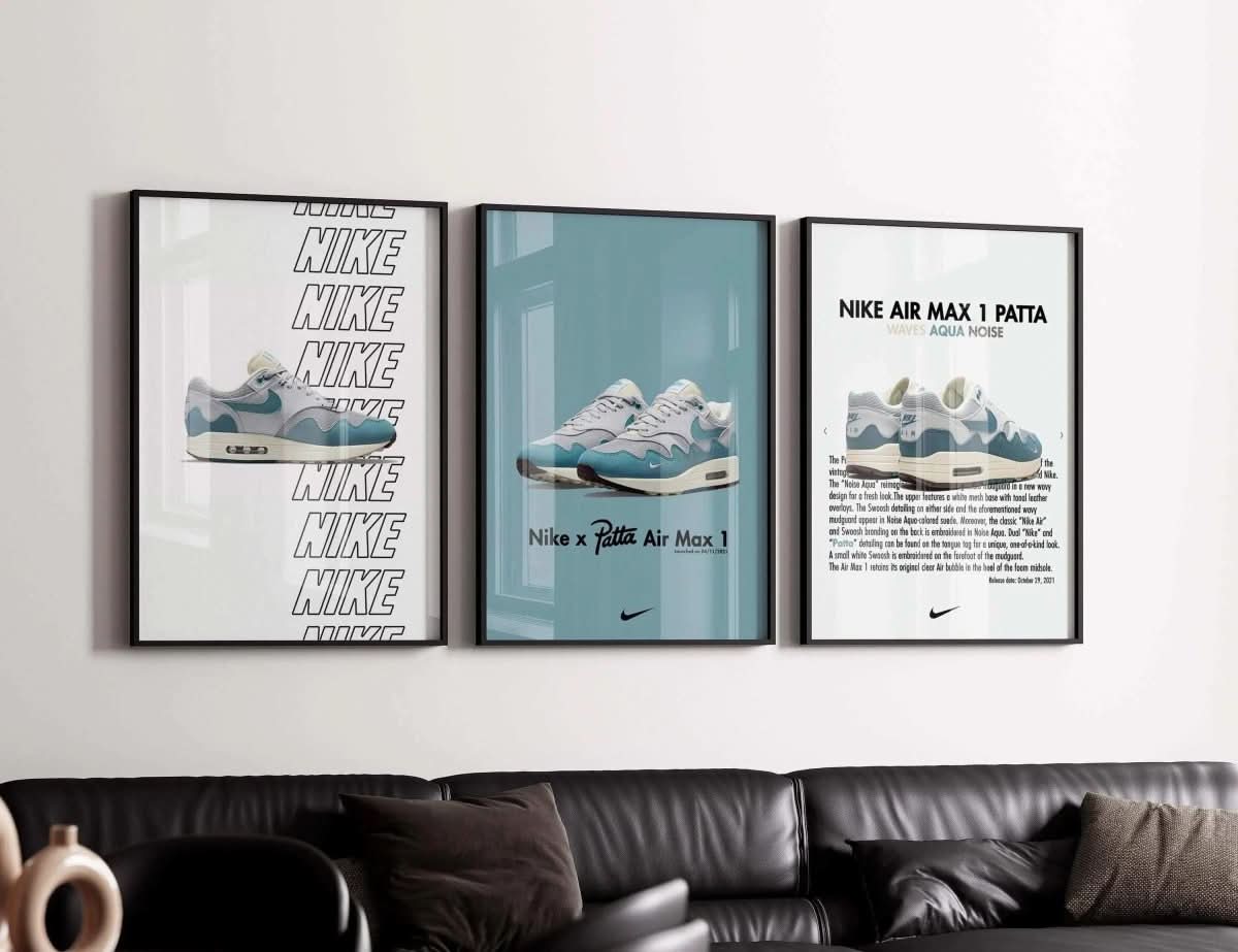 Air Max 1 Patta Poster Set featuring vibrant sneaker art with professional typography.