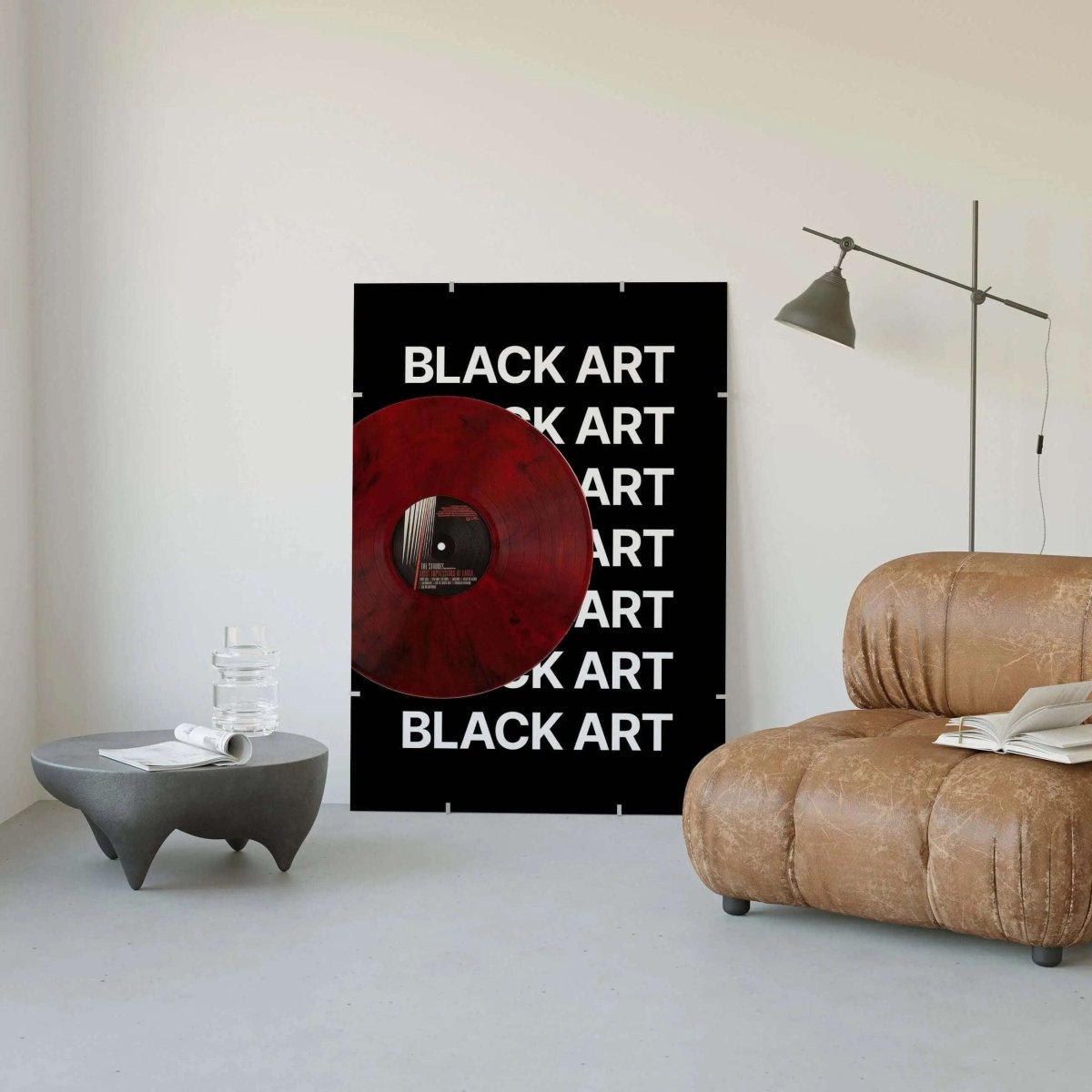 Black Art x The Strokes Vinyl Poster digital wall art print with red vinyl, modern living room decor by Haus of Prints.