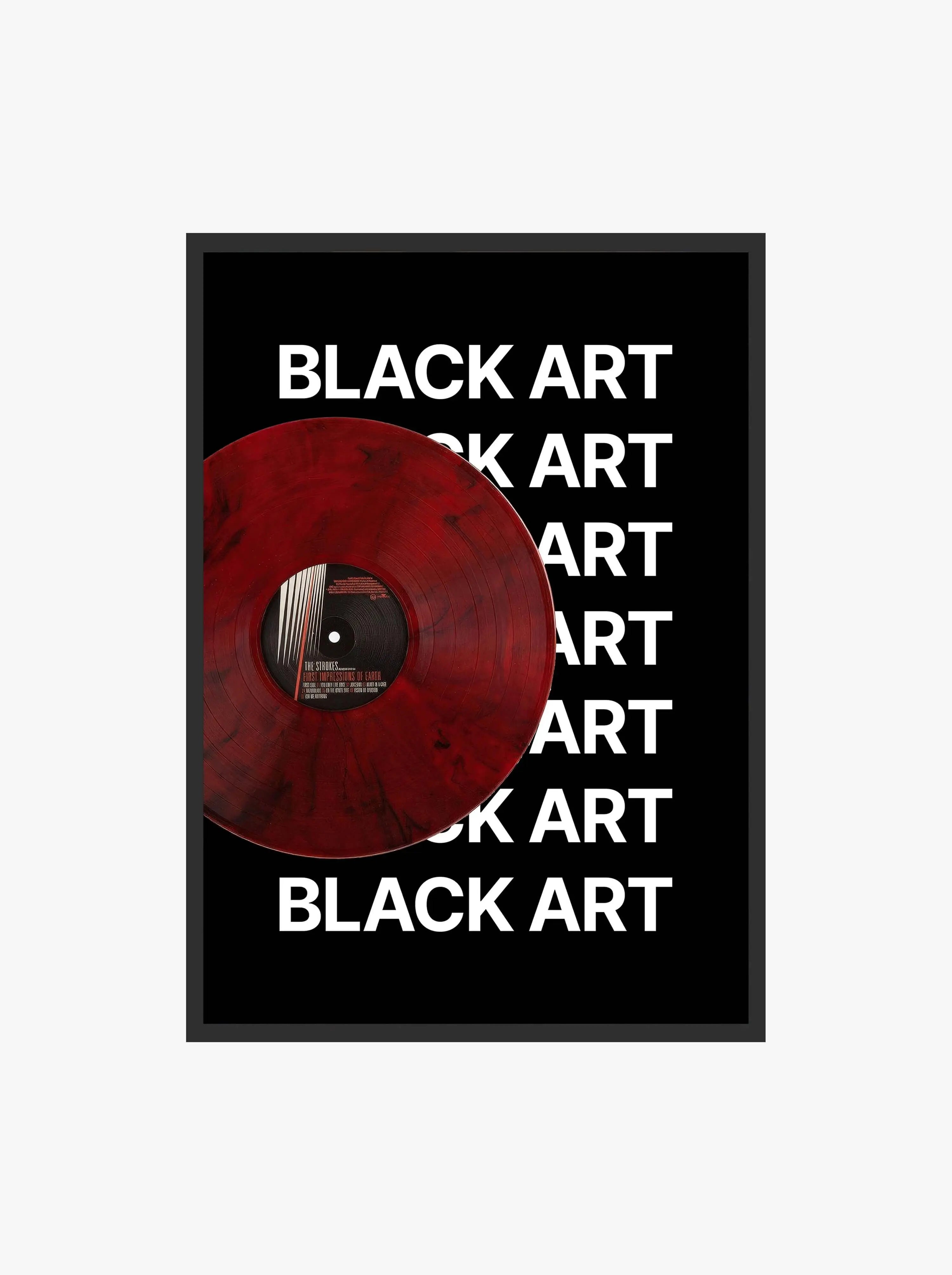 Black Art x The Strokes Vinyl Poster printable modern wall art with bold typography and red vinyl design, home decor by Haus of Prints.