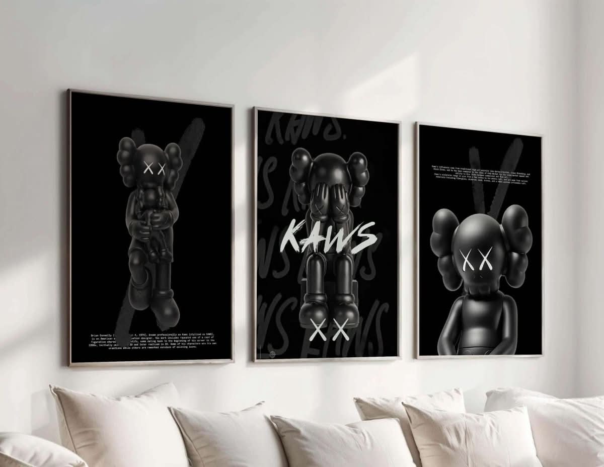 Black Hypebeast Poster Set of 3 featuring unique streetwear-inspired designs, perfect for urban decor.