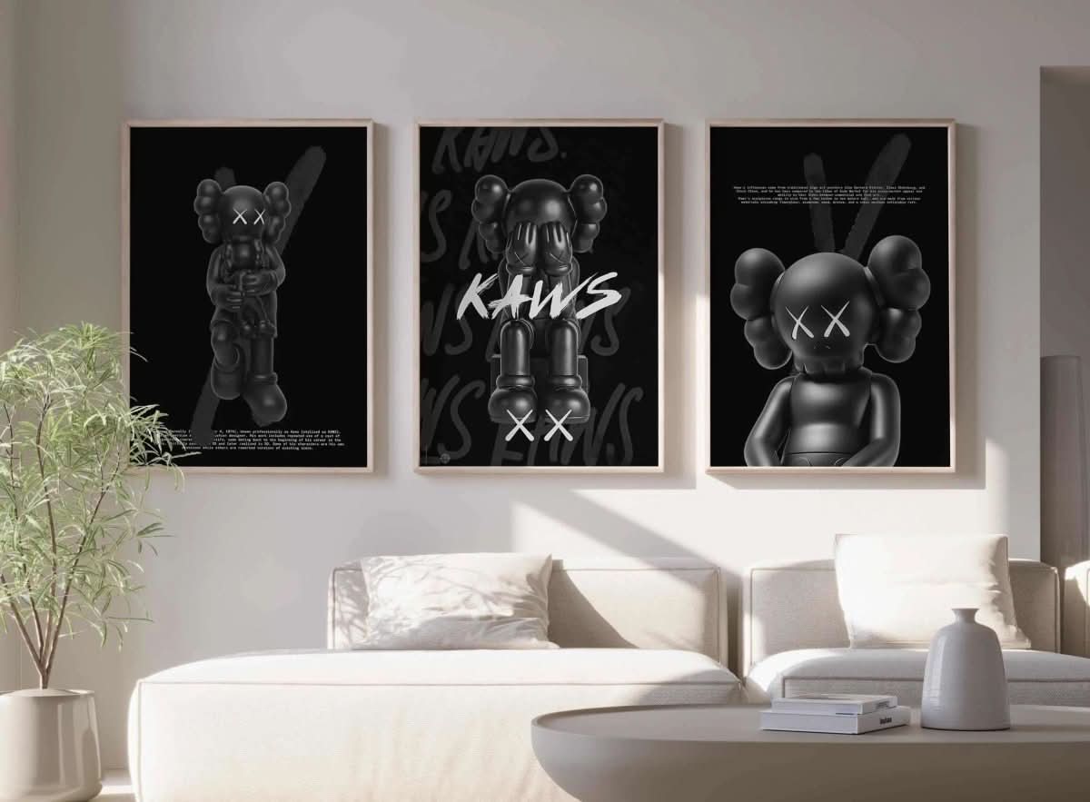 Black Hypebeast Poster Set of 3 emphasizing bold street style with black and vibrant graphics.