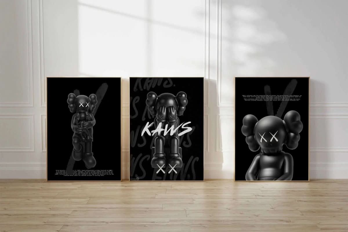 Black Hypebeast Poster Set of 3 in stylish frames, ideal for enhancing your living space decor.