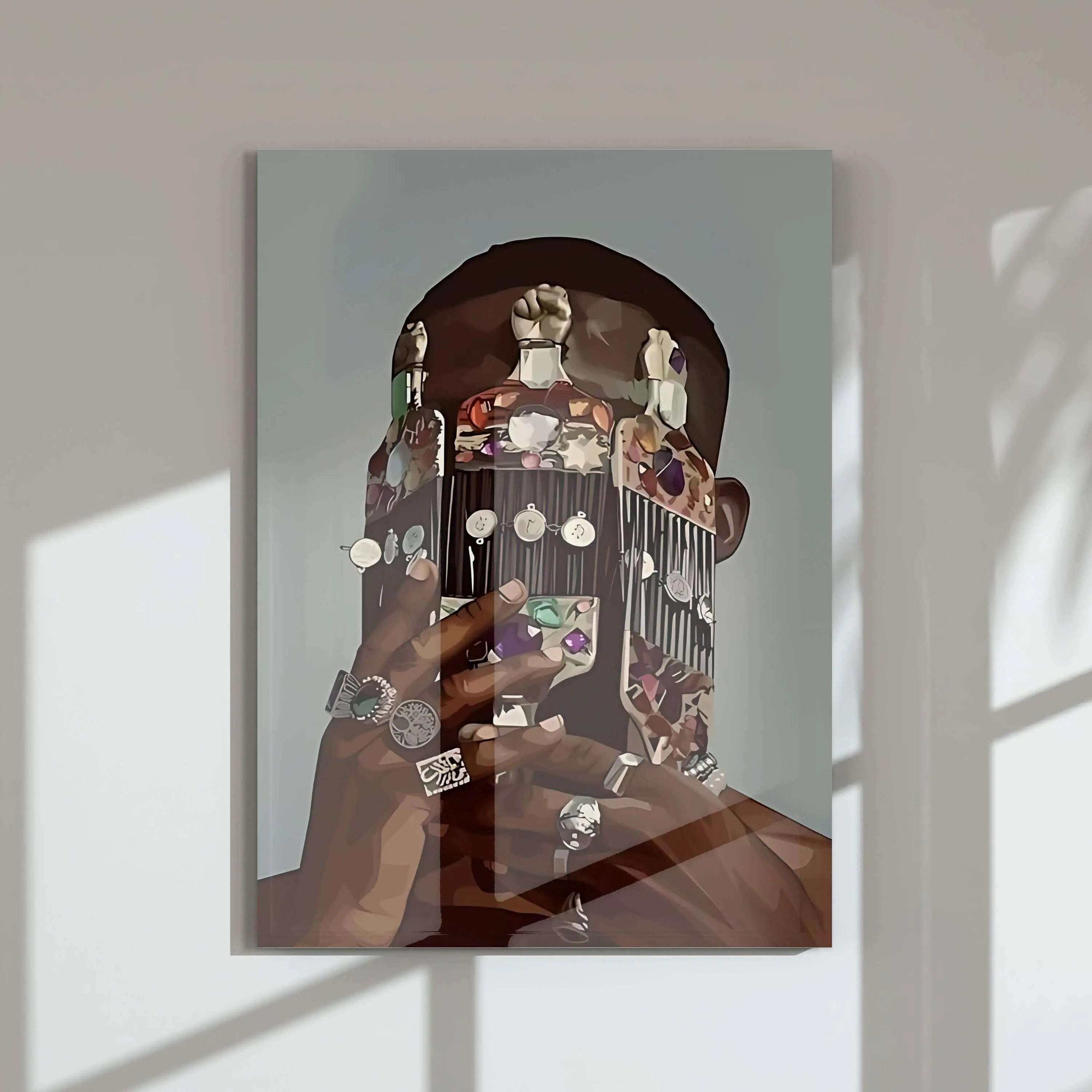 Black Man Culture digital wall art featuring Afrocentric design with vibrant rings and jewelry, perfect printable art for modern decor — Haus of Prints