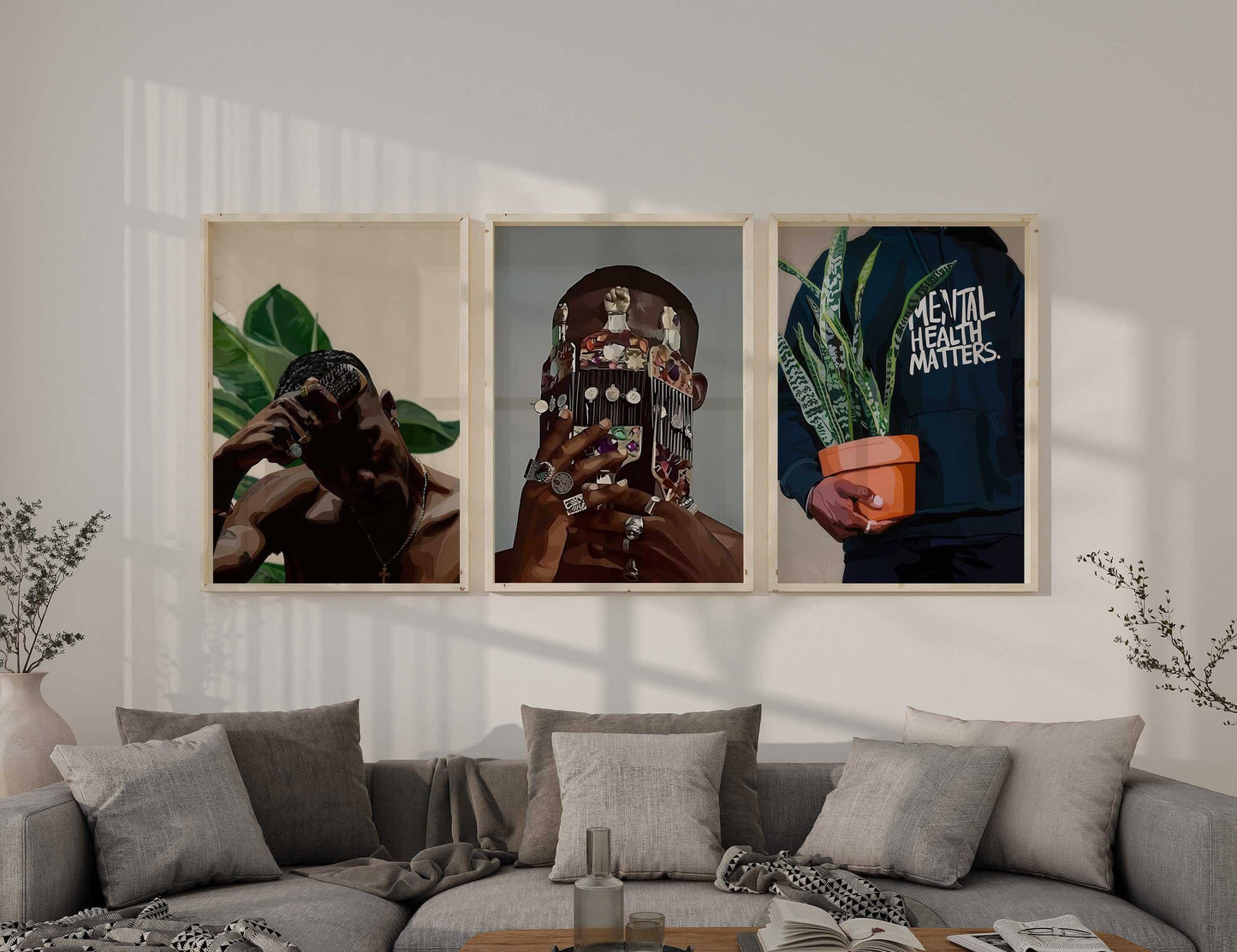 Black Melanin Art Set of 3 - Haus of Prints