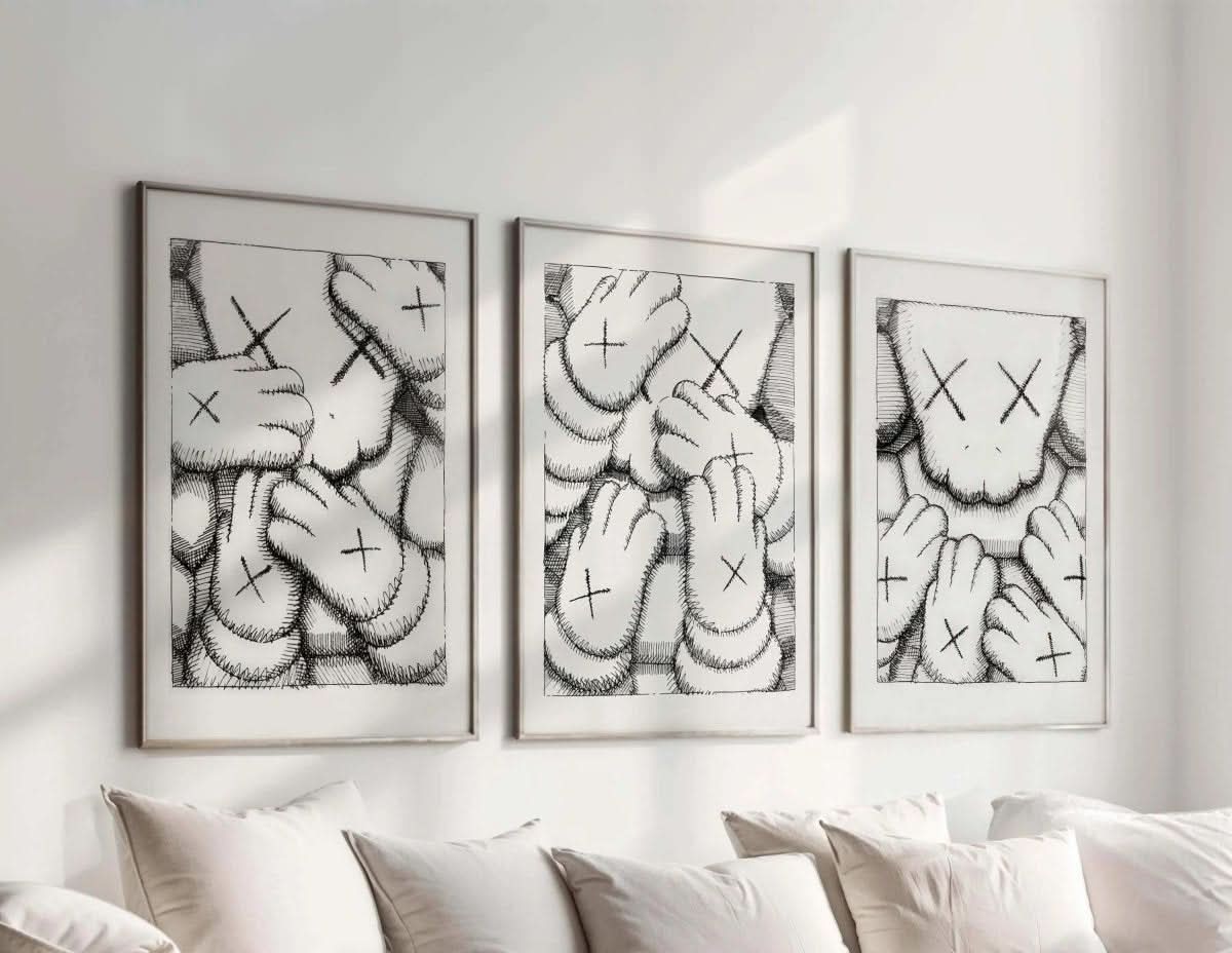 Black and White Toys Set of 3 Posters displaying unique graphic art, ideal for stylish wall enhancement.