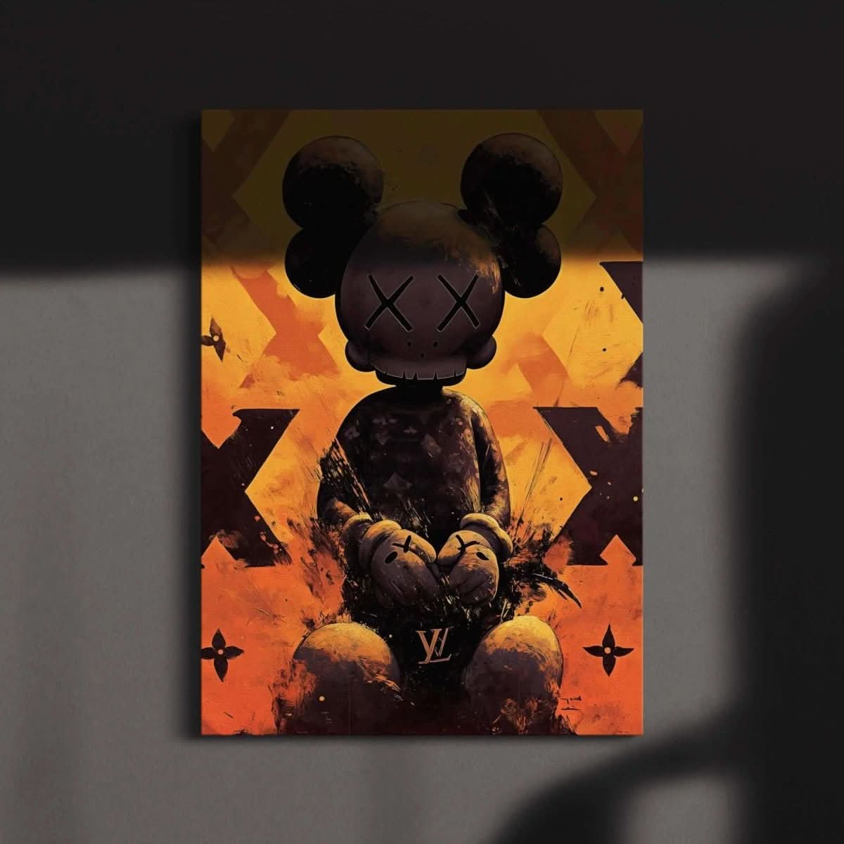 Art print featuring KAWS designs from Designer Hypebeast Poster Set, adding flair to any space.