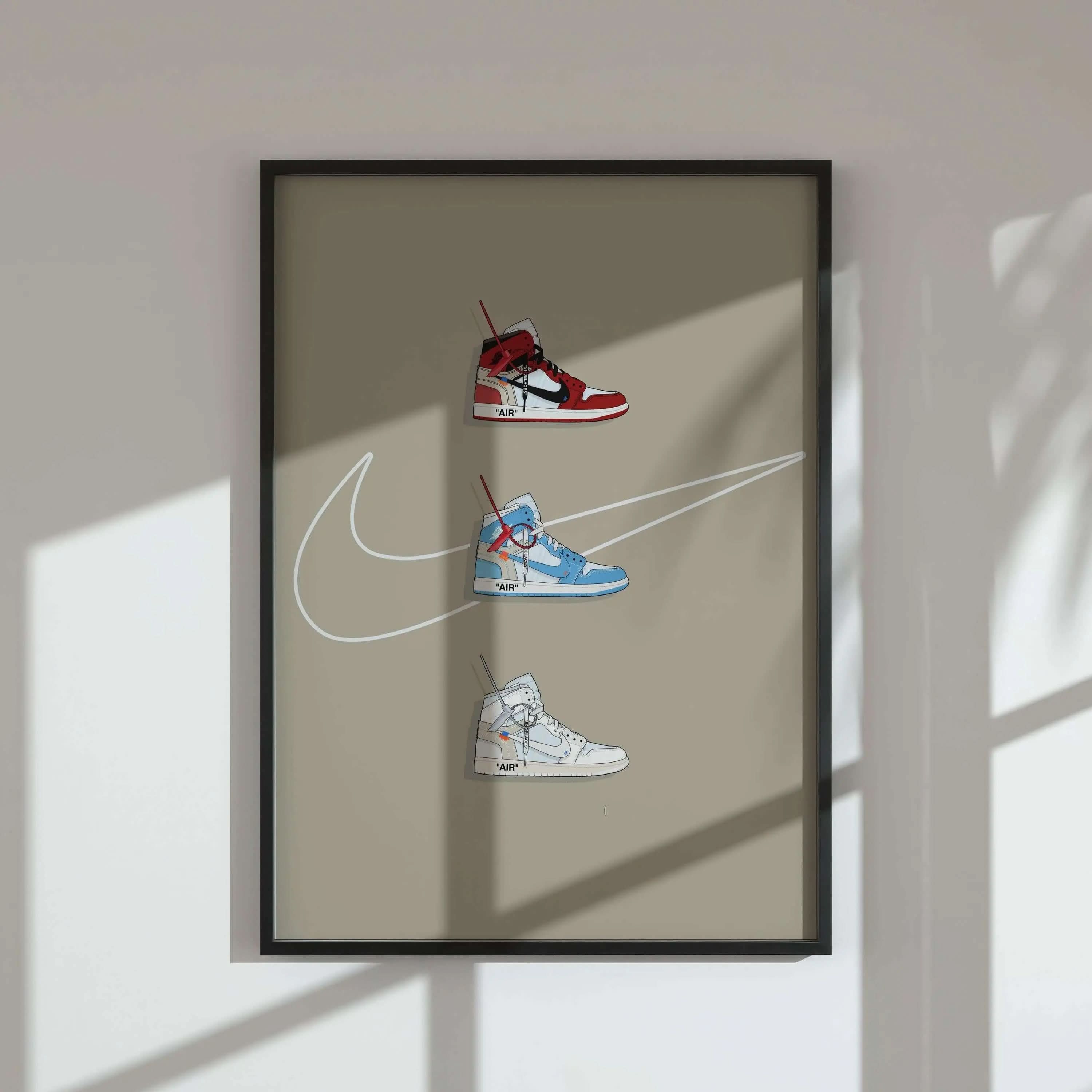 Abstract sneaker art design with intricate details, set against a neutral background.