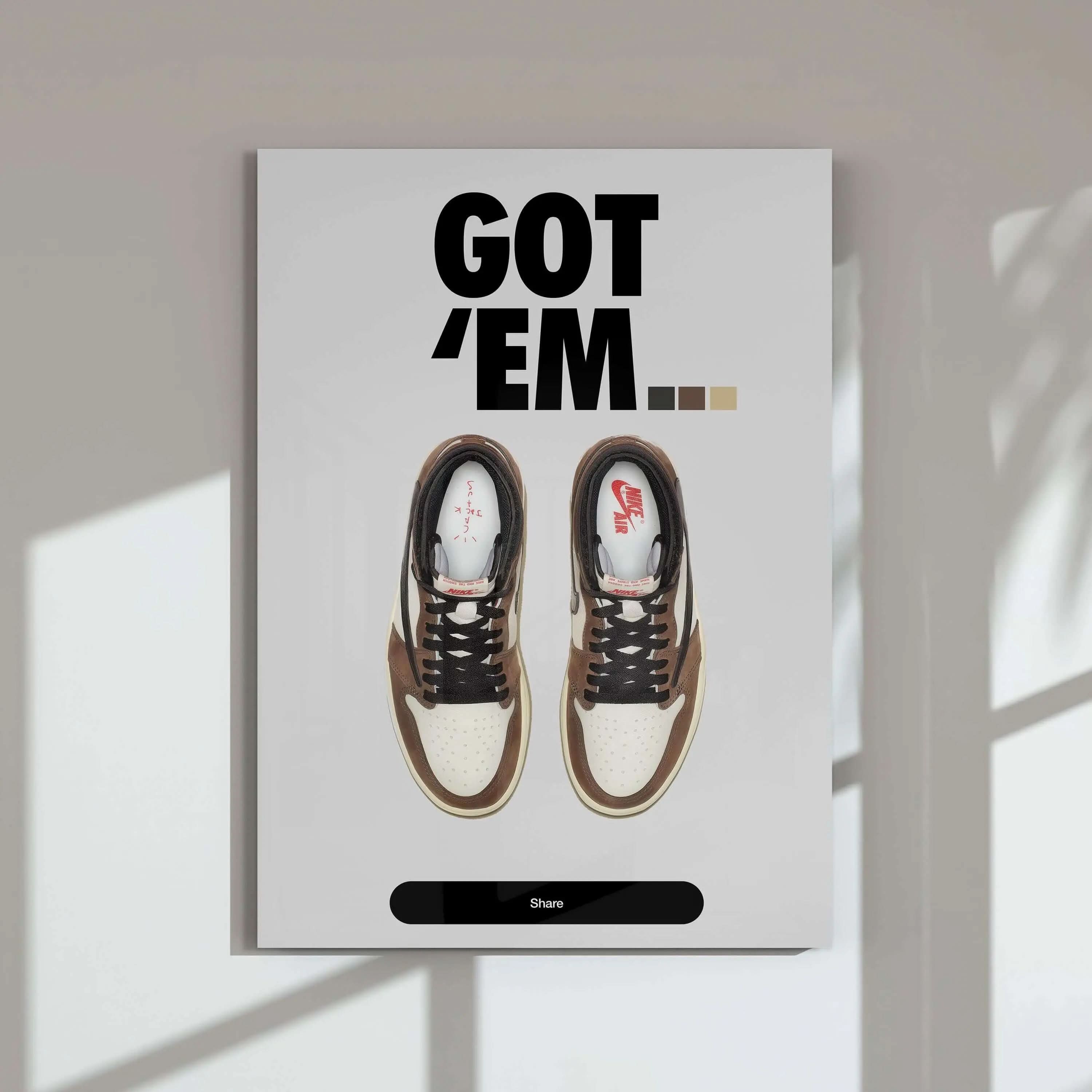 Hypebeast Sneaker Room Decor Set displaying stylish sneaker artwork, ideal for sneaker culture enthusiasts.