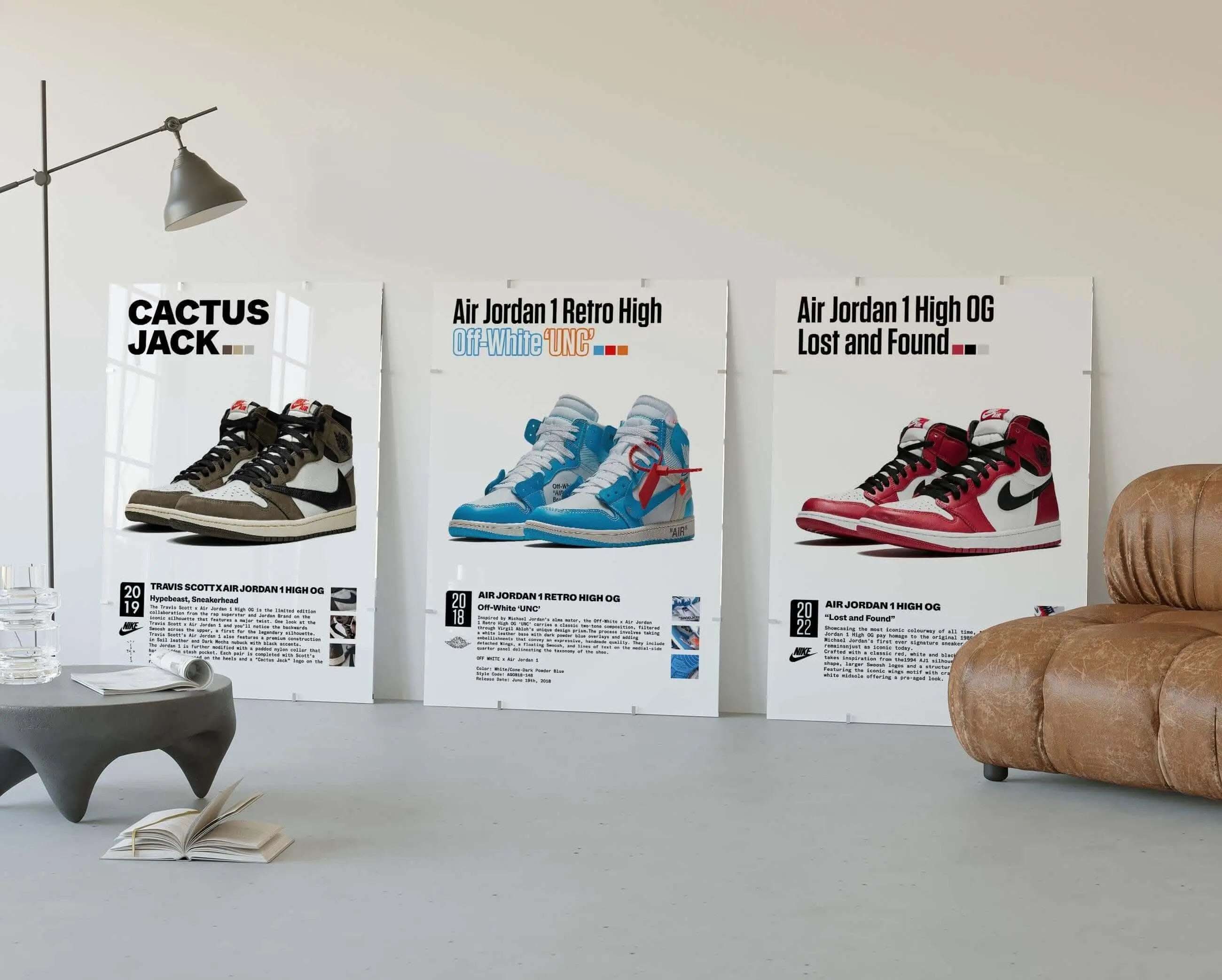 Hypebeast Sneakerhead Poster Set of 3 featuring vibrant sneaker art prints, perfect for wall decor.
