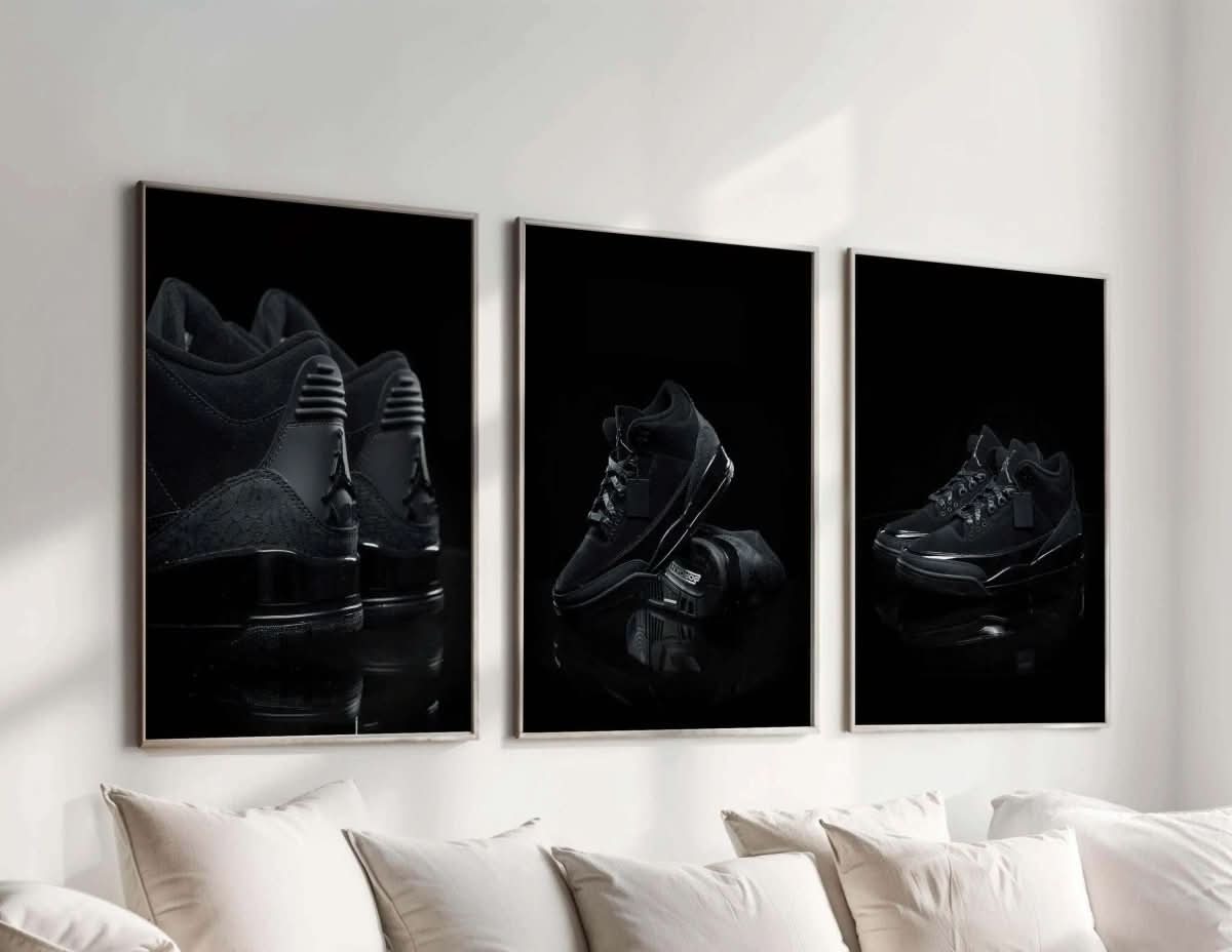Hypebeast sneakers displayed artistically, capturing the essence of sneaker culture in a striking wall art piece.