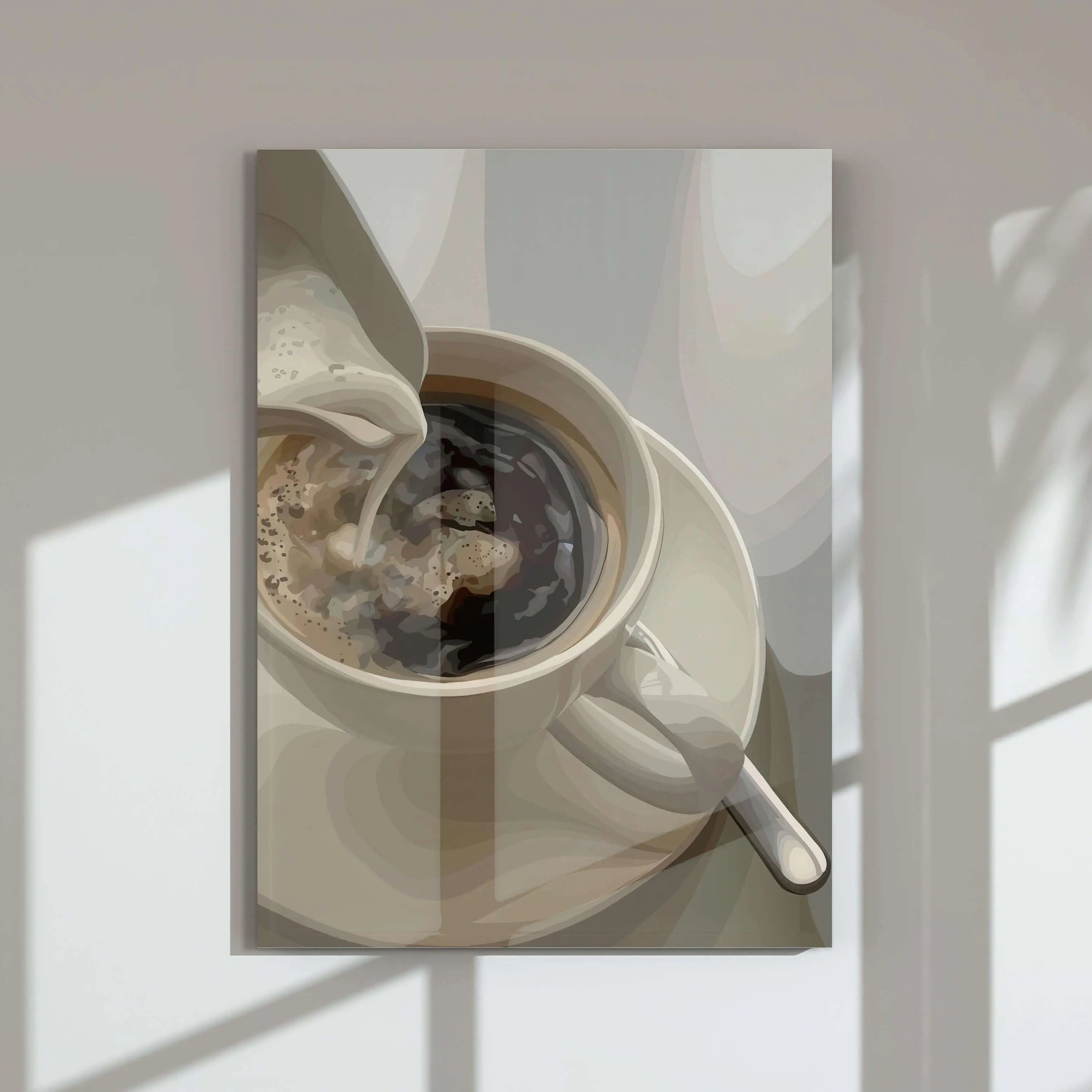 Melanin Wall Art Prints Set of 6 featuring creamy coffee pour in modern printable art for kitchen or living room wall, digital download, Haus of Prints.
