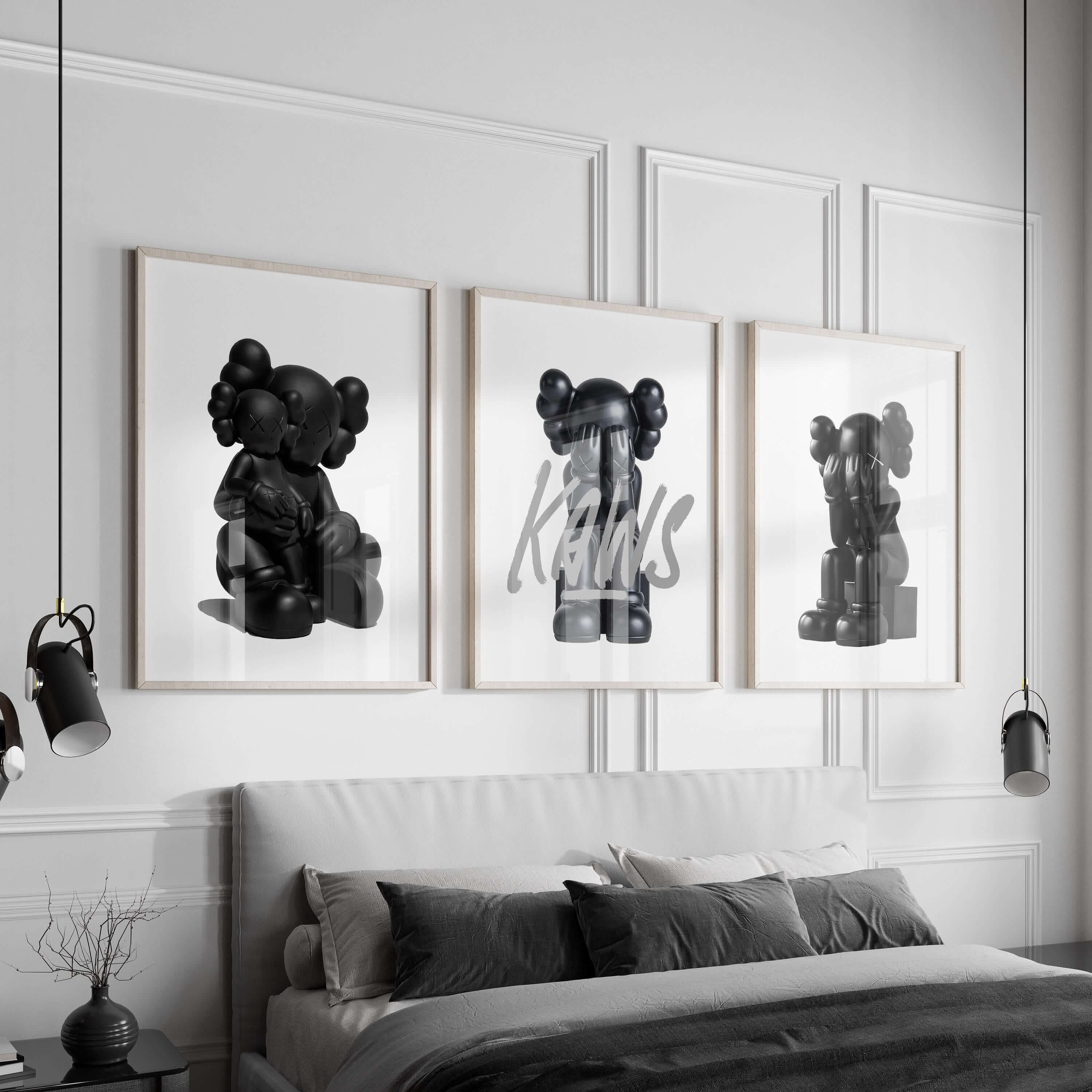 Vibrant display of KAWS-inspired Minimal Hypebeast prints, ideal for creating a chic gallery wall in any setting.
