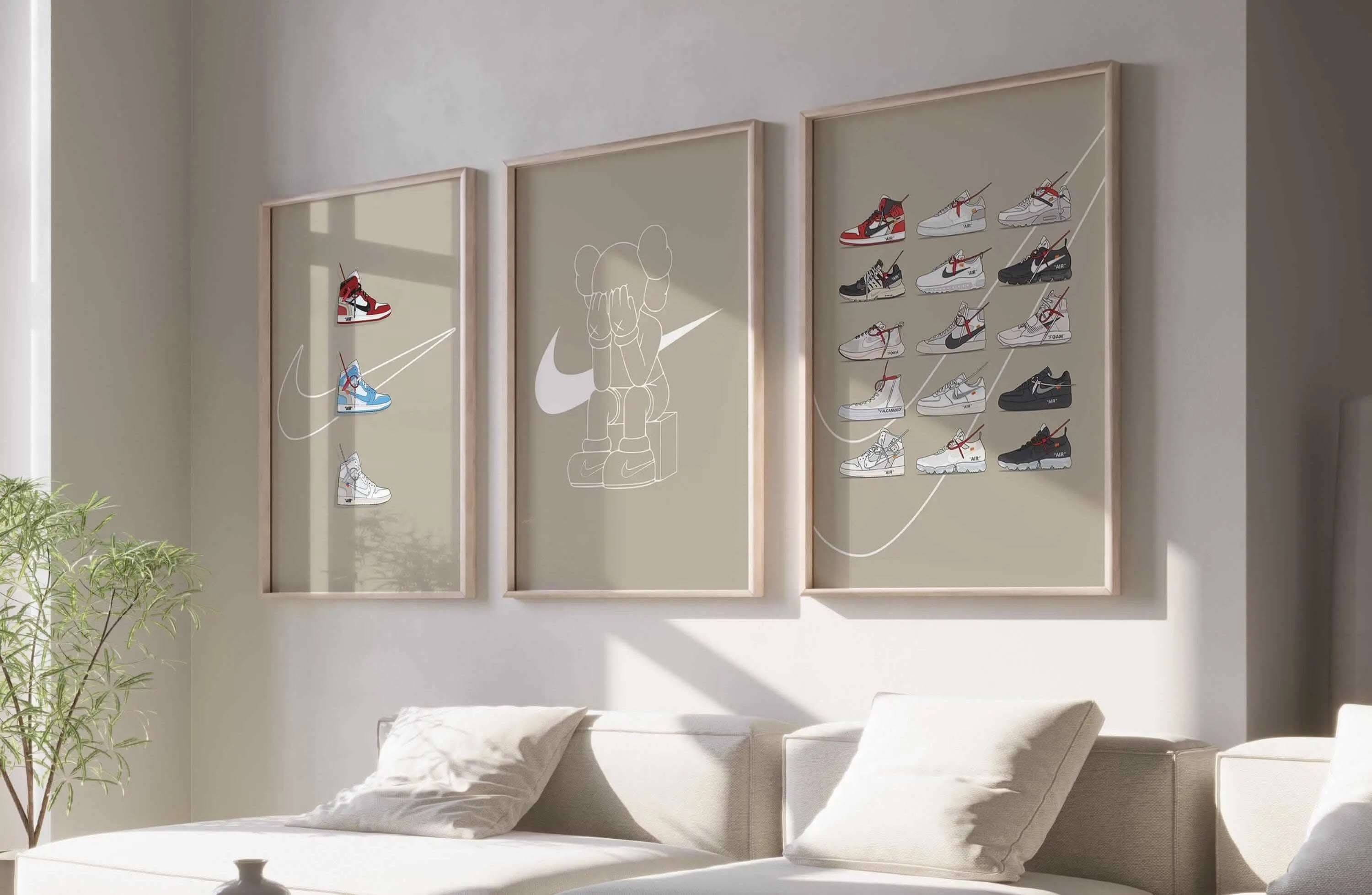 Detailed view of Nike Hypebeast Sneaker Poster Set with a variety of sneaker designs in bold colors.