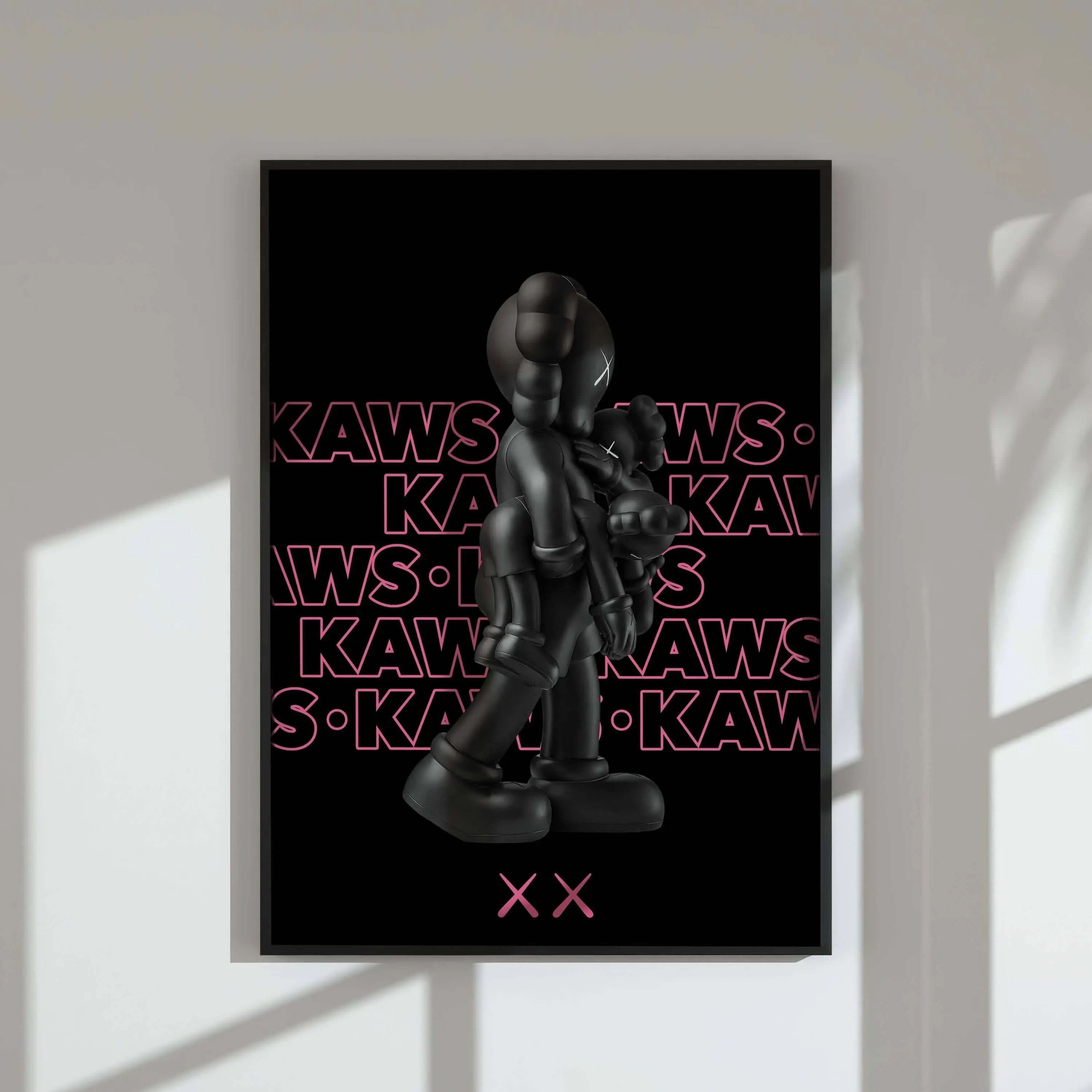 KAWS art from Pink Hypebeast Poster Set, featuring a stylish design in pink and black tones.