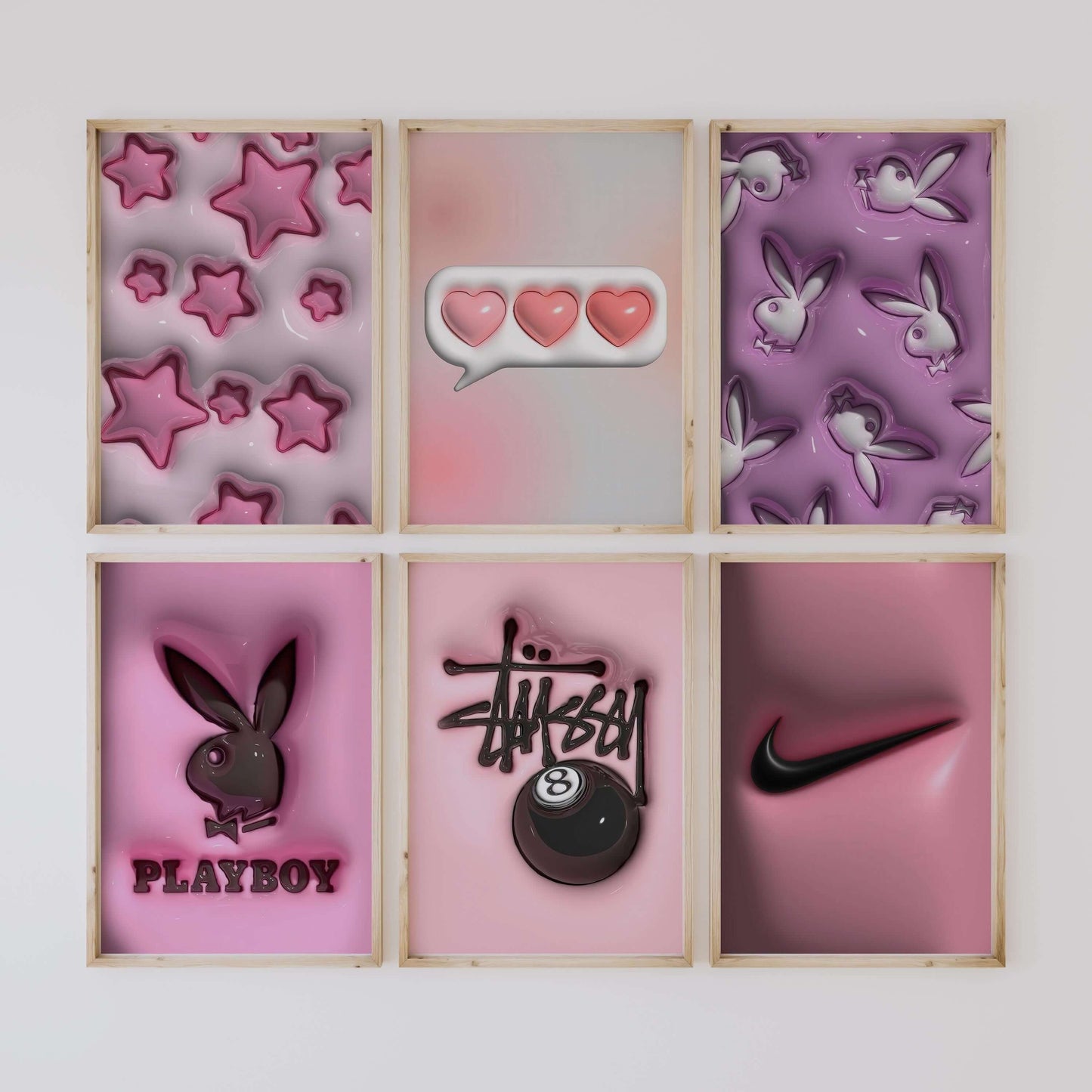 Pink Hypebeast Room Decor Set of 6 - Haus of Prints
