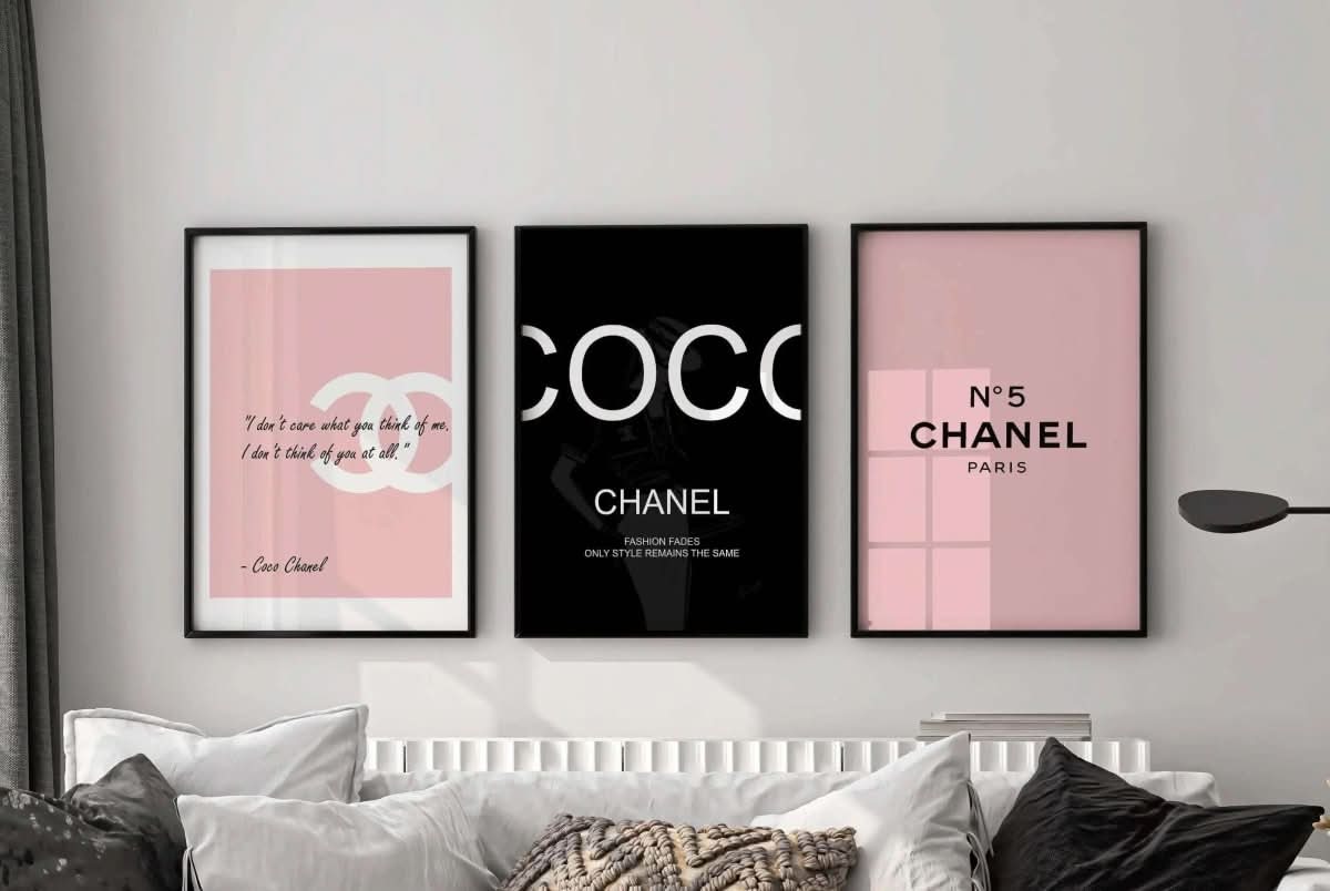 Third view highlighting Pink Luxury Fashion Prints Set of 3 with minimalistic design.