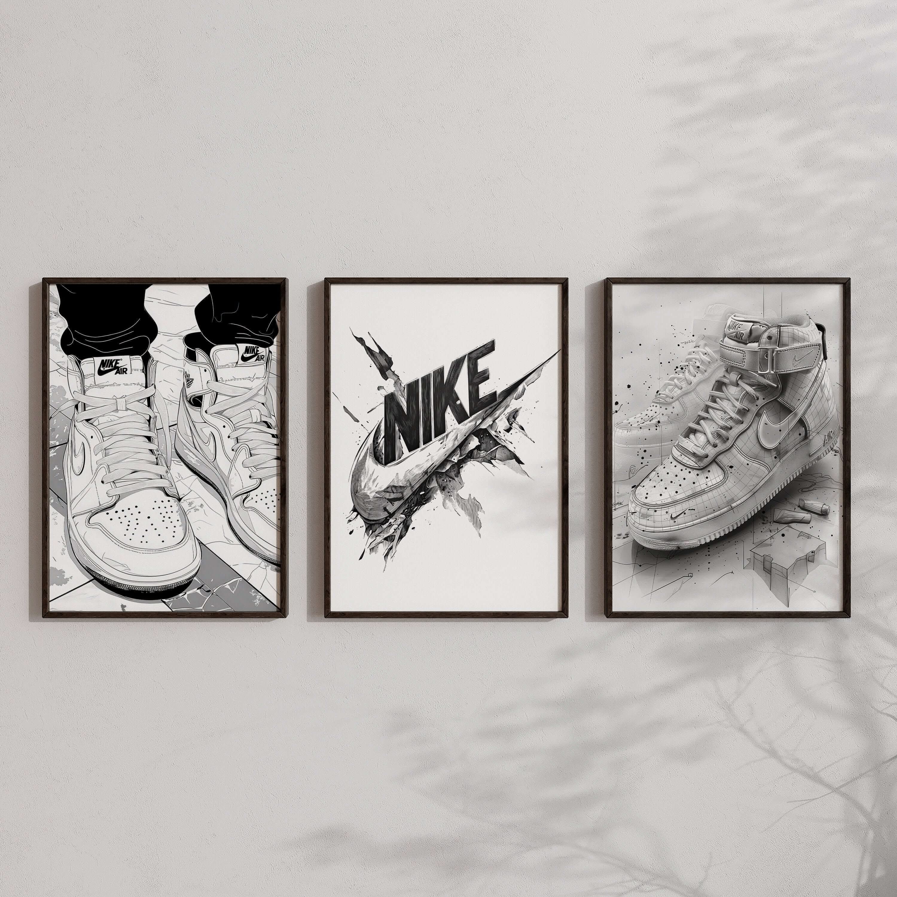 Another perspective of the sneaker wall art set, emphasizing contemporary style and vibrant energy.