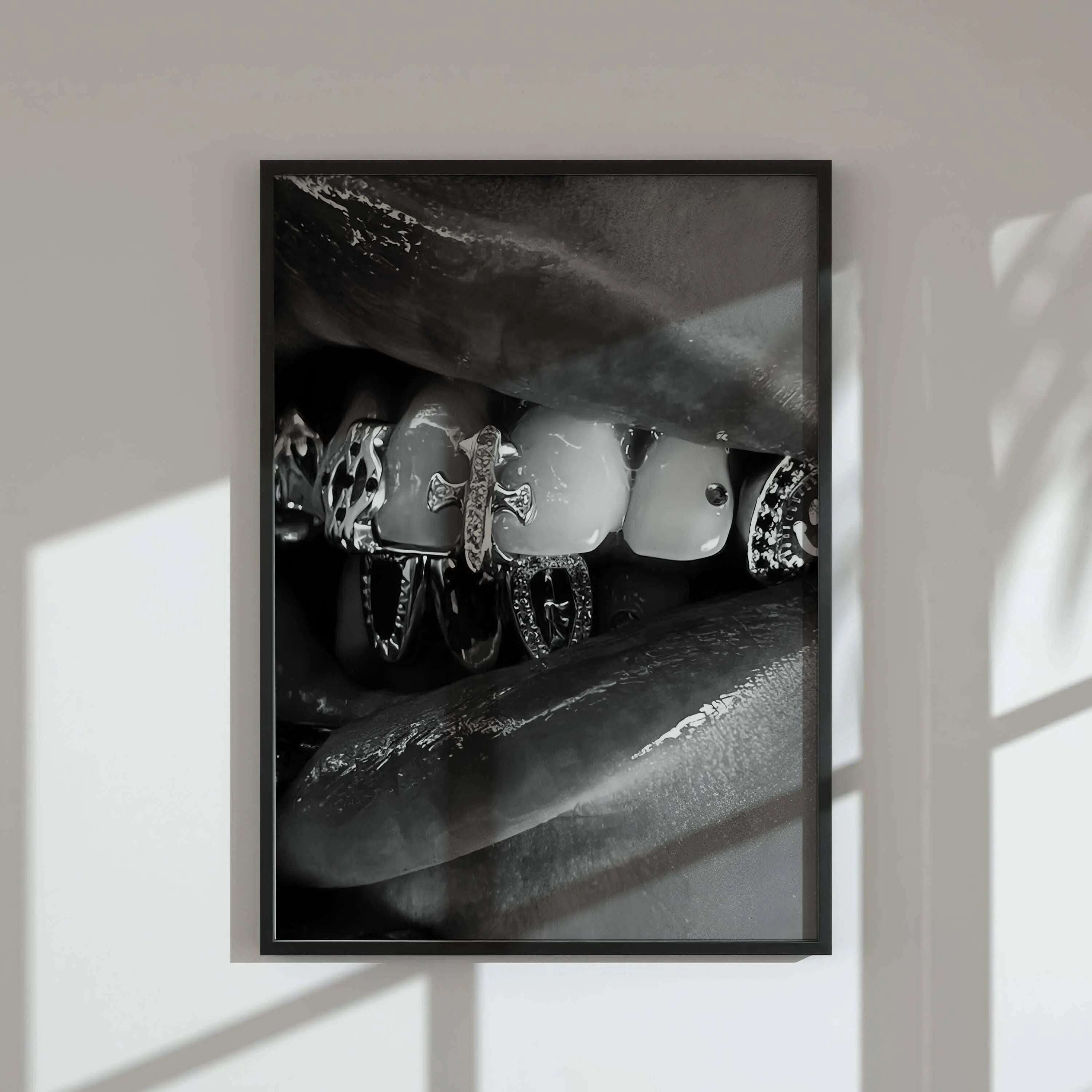 Set of 3 Chic Fashion Digital Download featuring bold black and white fashion art print in modern living room, digital wall art by HAUS OF PRINTS