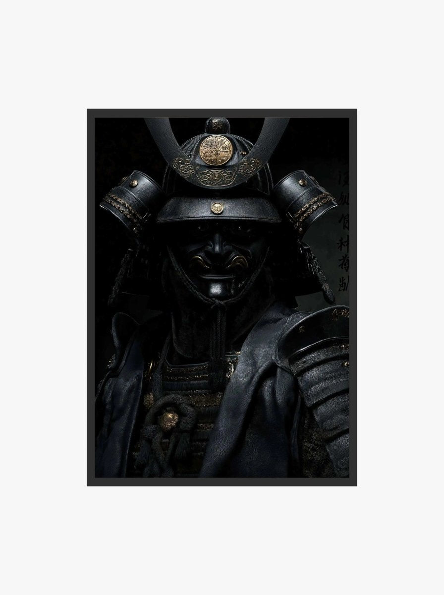 Shadow Honor Triptych Art Prints set featuring black samurai warrior digital art in dark tones, modern printable wall art by Haus of Prints.