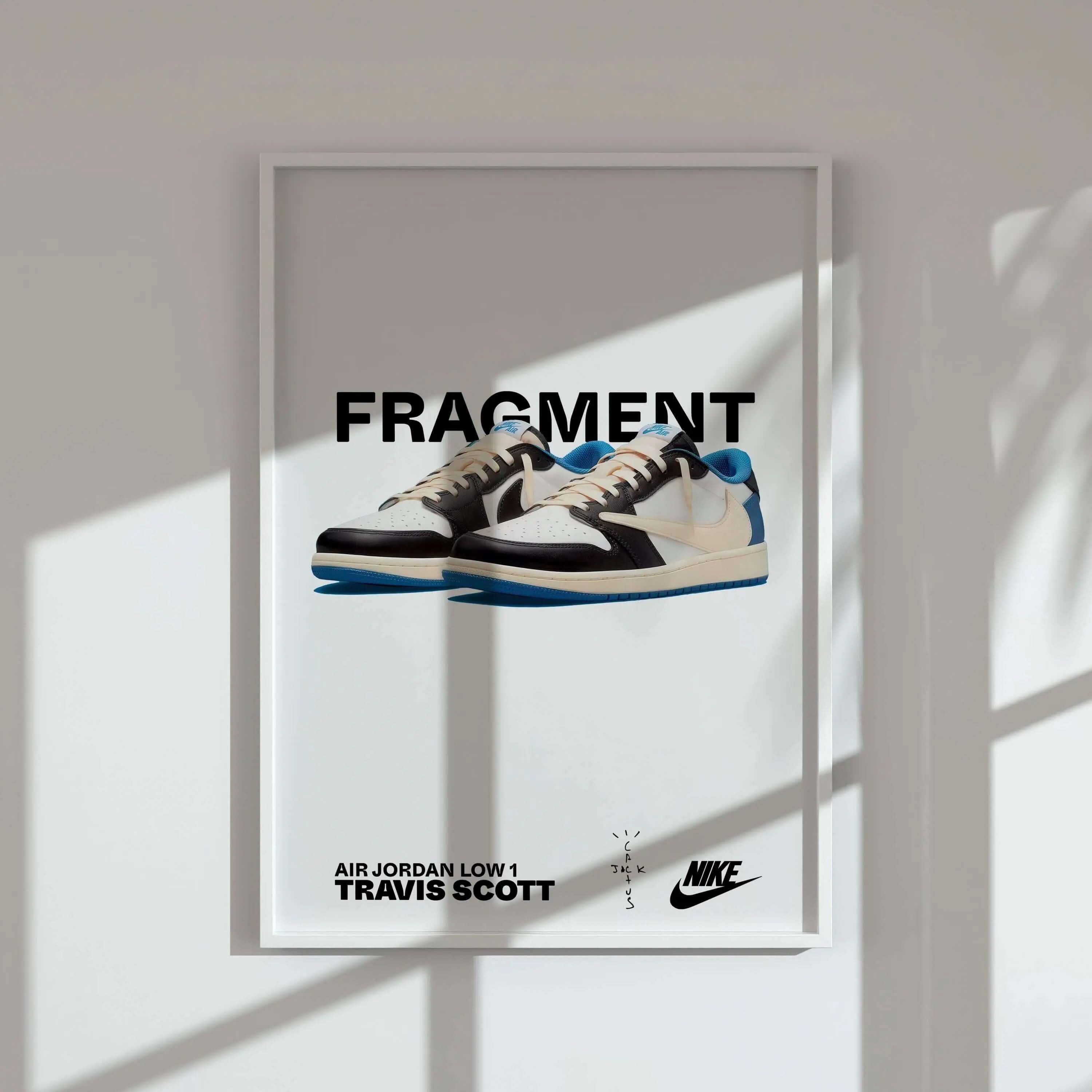 Graphic of stylish sneakers on display, ideal for sneaker enthusiasts, included in the printable wall art set.