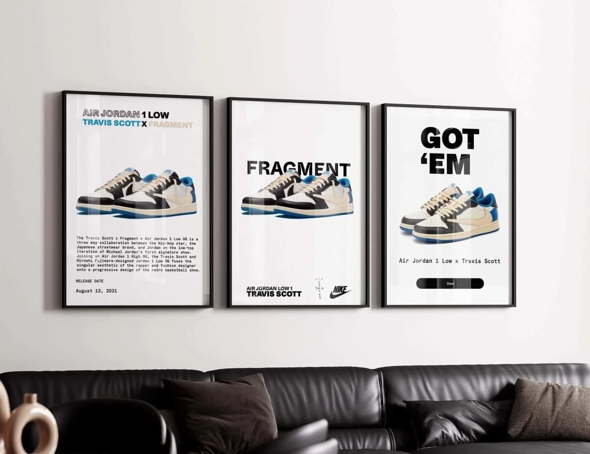 Close-up of a sneaker print, highlighting its vibrant colors and design, part of the Sneaker Printable Wall Art Set.