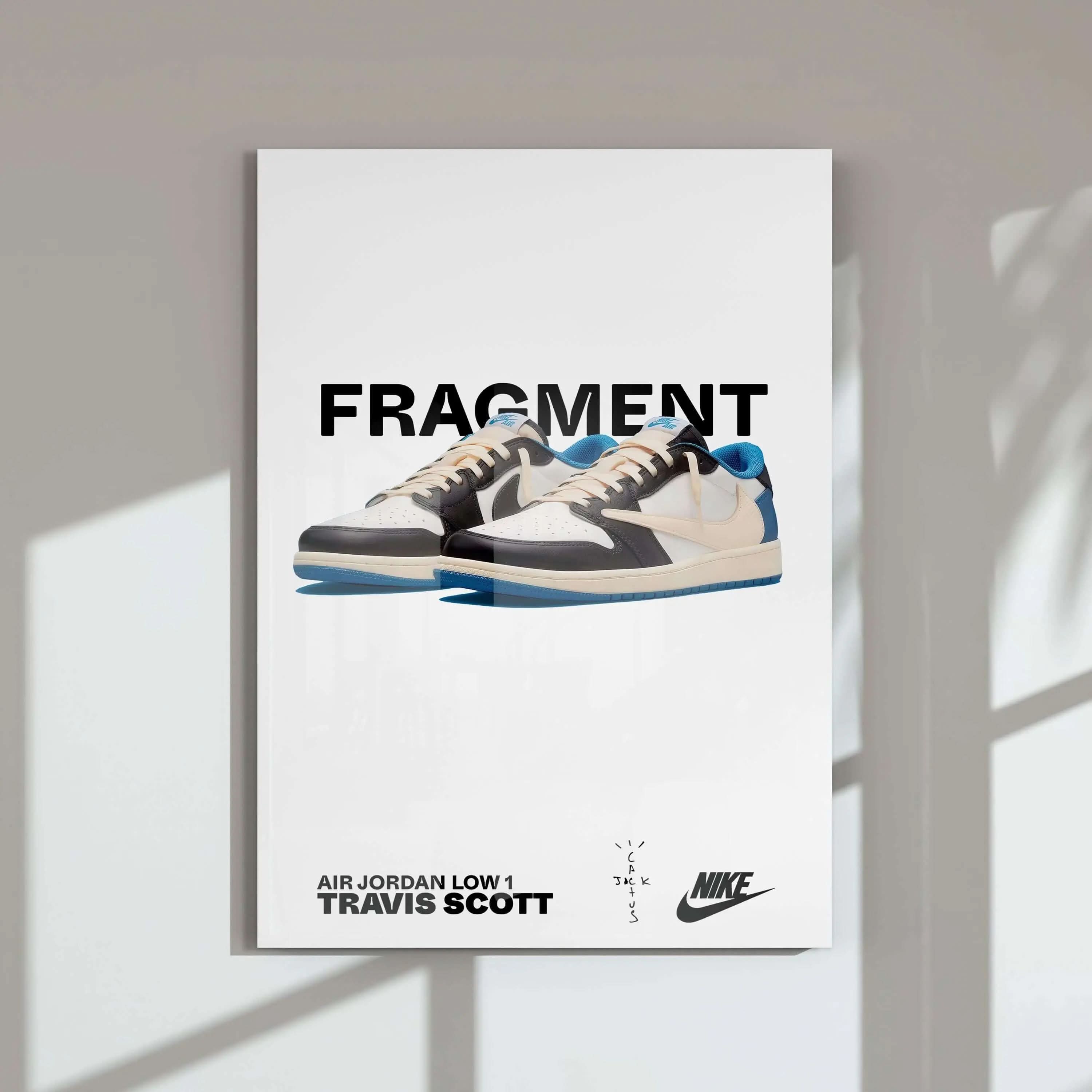 Sneakerhead Printable Poster Set of 3 featuring Air Jordan Travis Scott sneaker art, digital wall art for modern home decor, Haus of Prints.