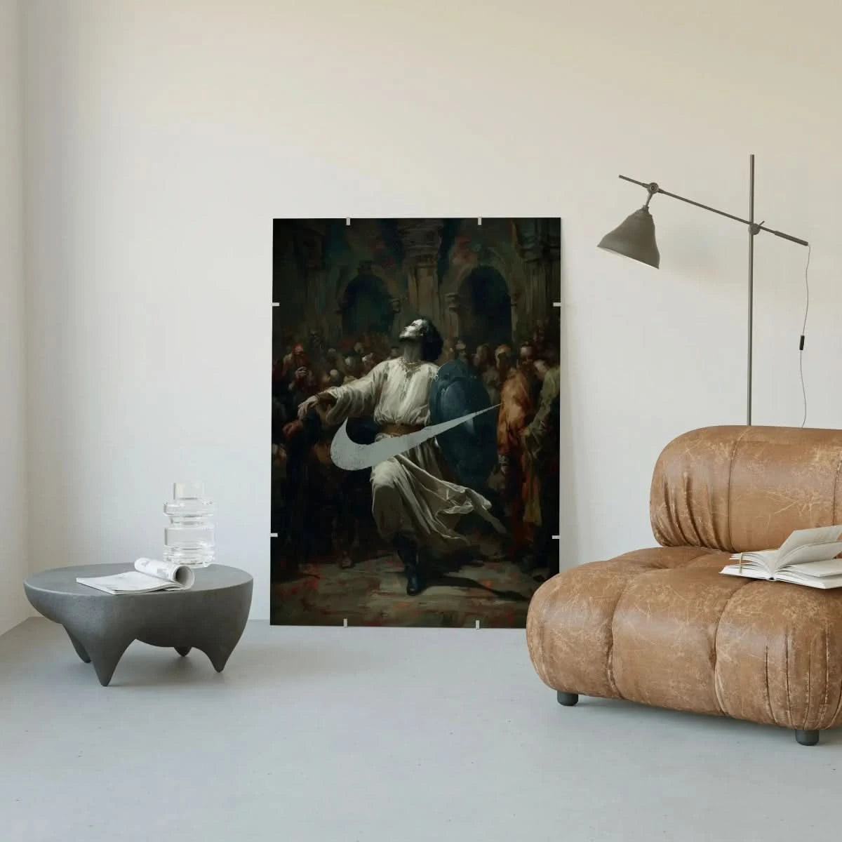 Vintage Fashion Renaissance Wall Art Print with striking swoosh design, perfect for contemporary interiors.