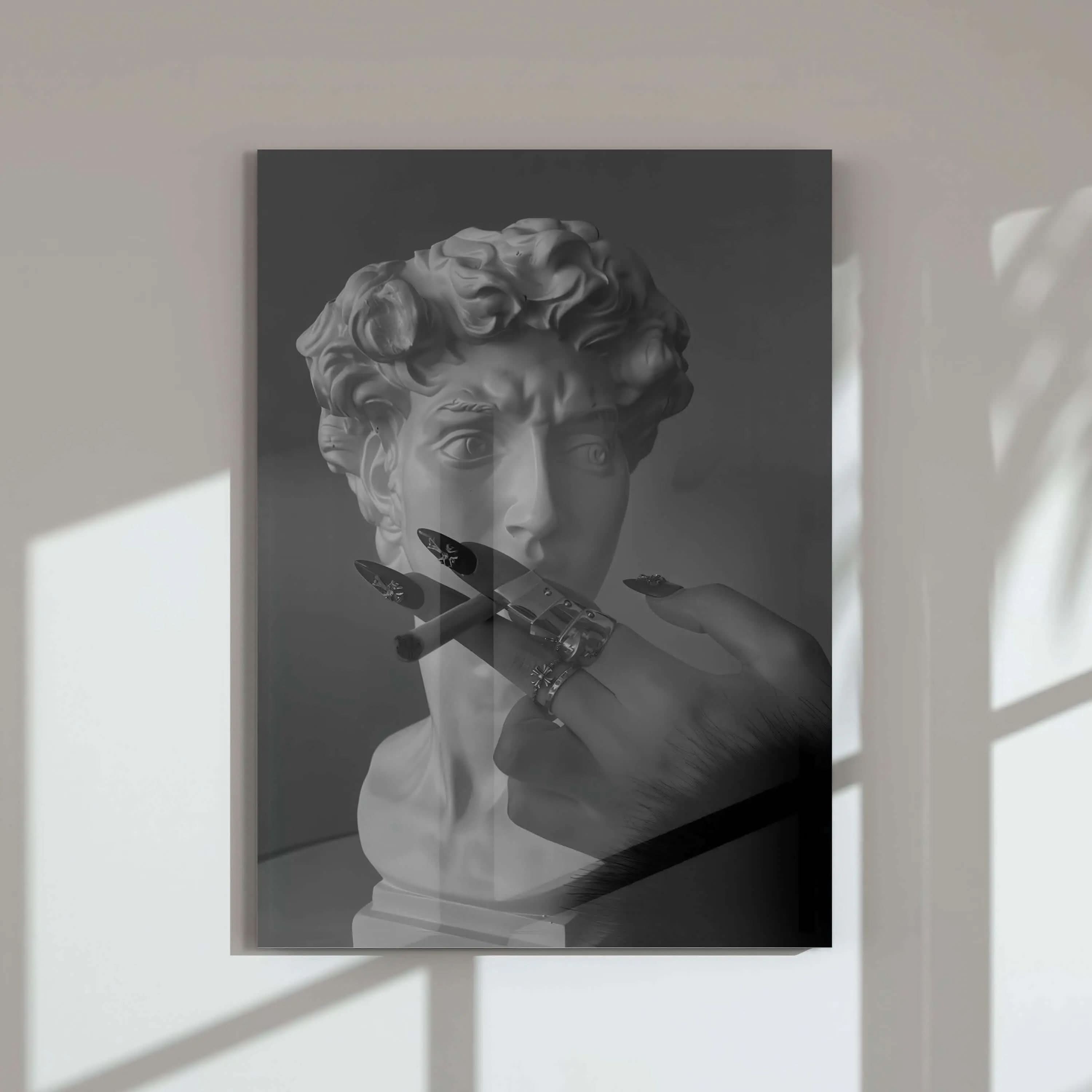 Black and white modern fashion digital wall art featuring a classical bust with stylized hands, printable poster by Haus of Prints Vogue Fashion Poster Set of 12.