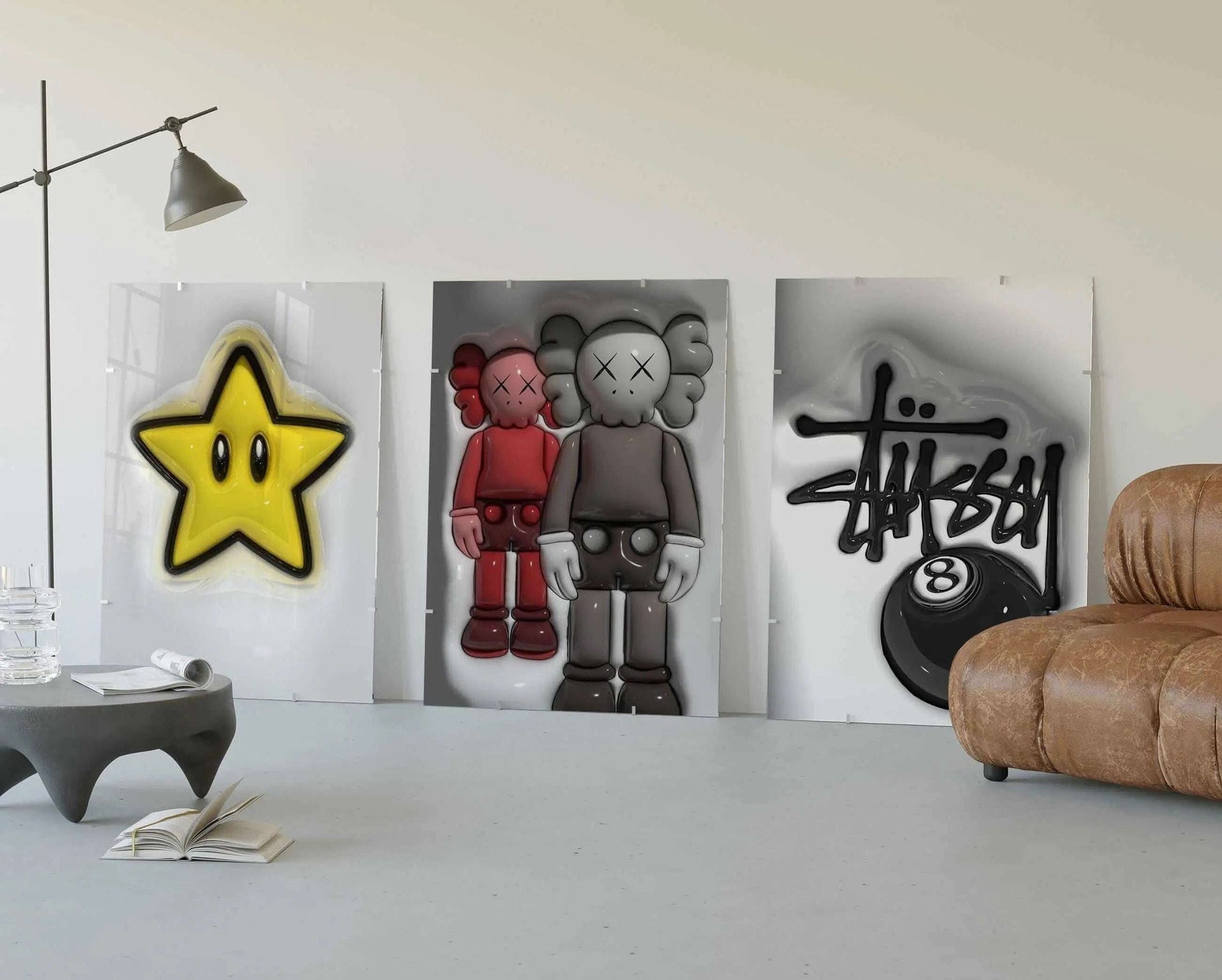 Eye-catching digital wall art from the 3D Hypebeast collection featuring a striking design for room decor.