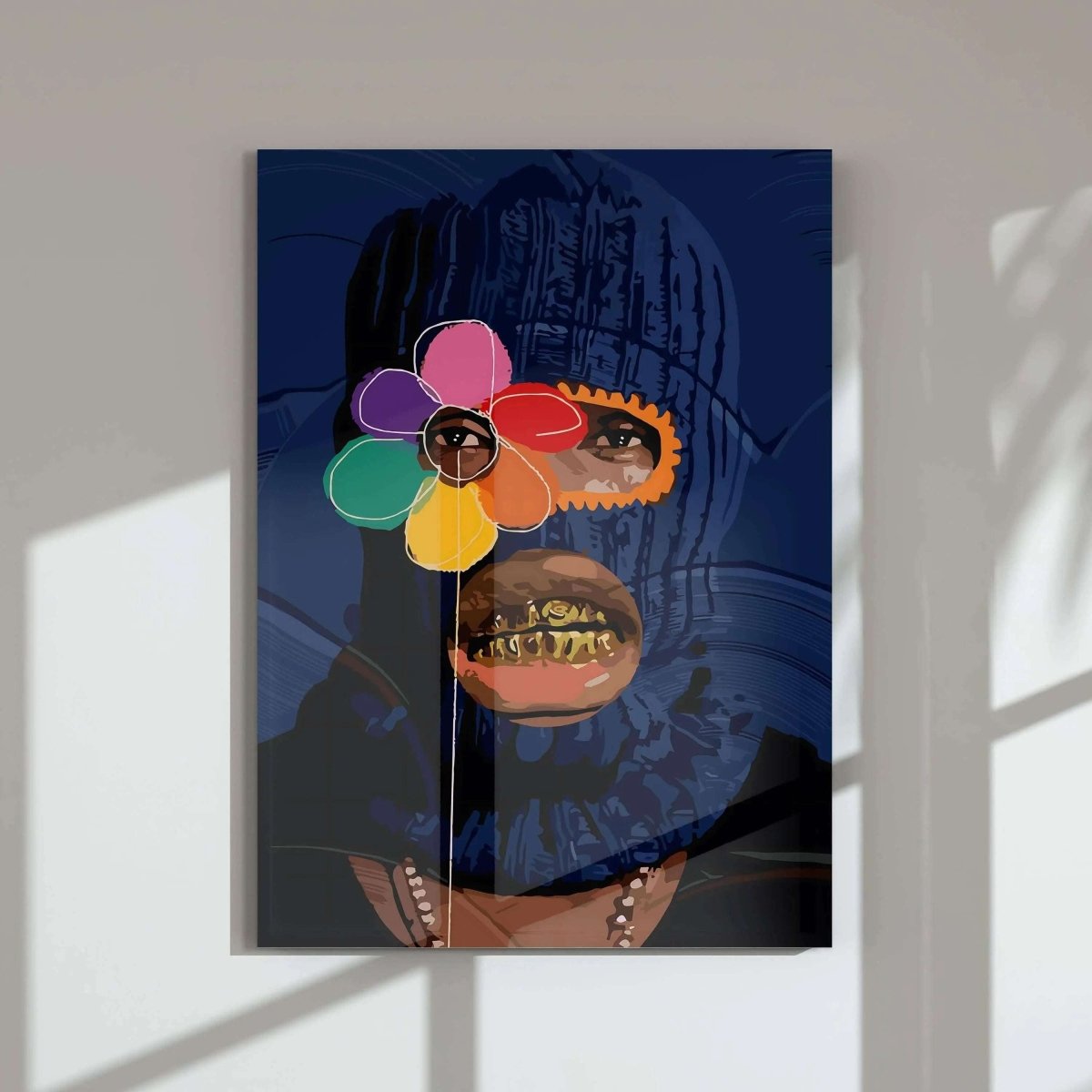 Abstract Black Man Wall Art Set of 12 featuring vibrant Afrocentric digital wall art in a modern living room by Haus of Prints.
