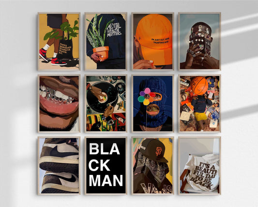 Abstract Black Man Wall Art Set of 12 - Printable Wall Art by Haus of Prints