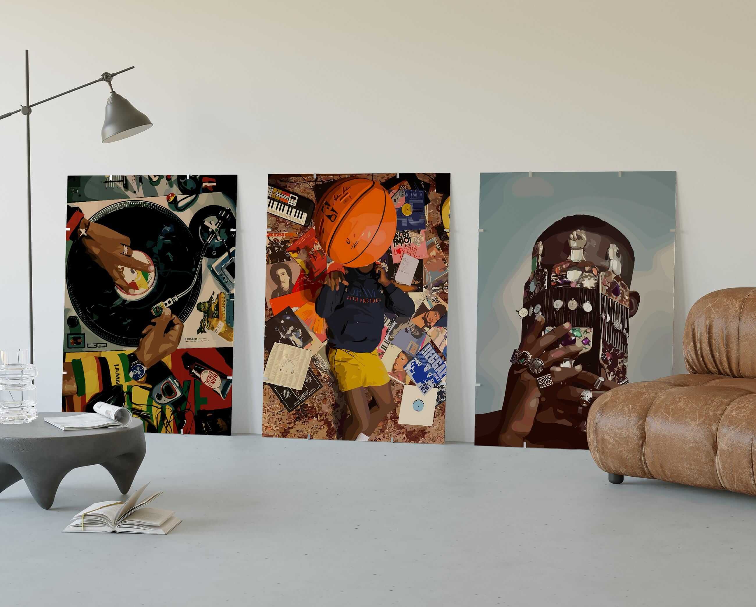 Abstract Black Man Wall Art Set of 12 - Haus of Prints