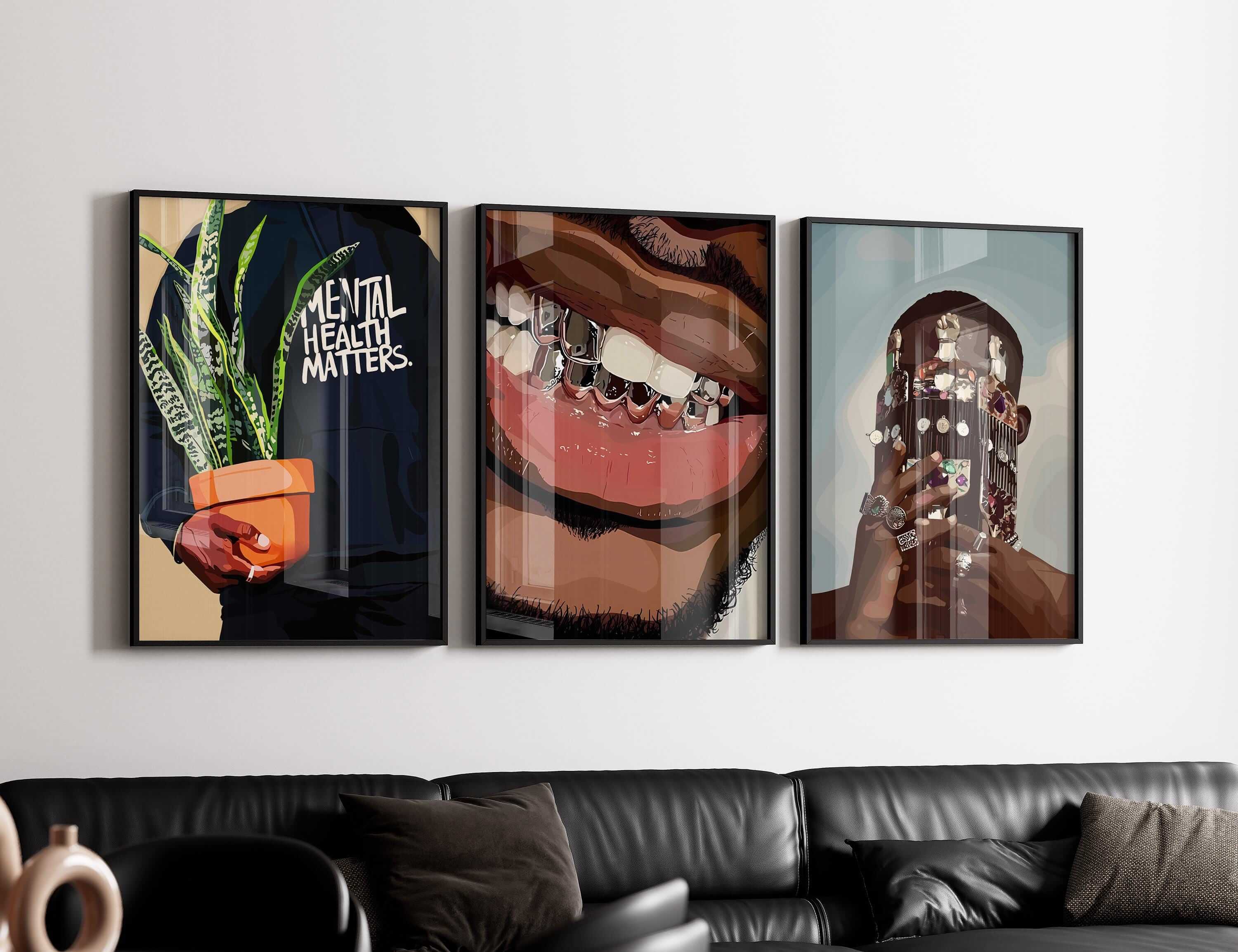 Abstract Black Man Wall Art Set of 12 - Haus of Prints