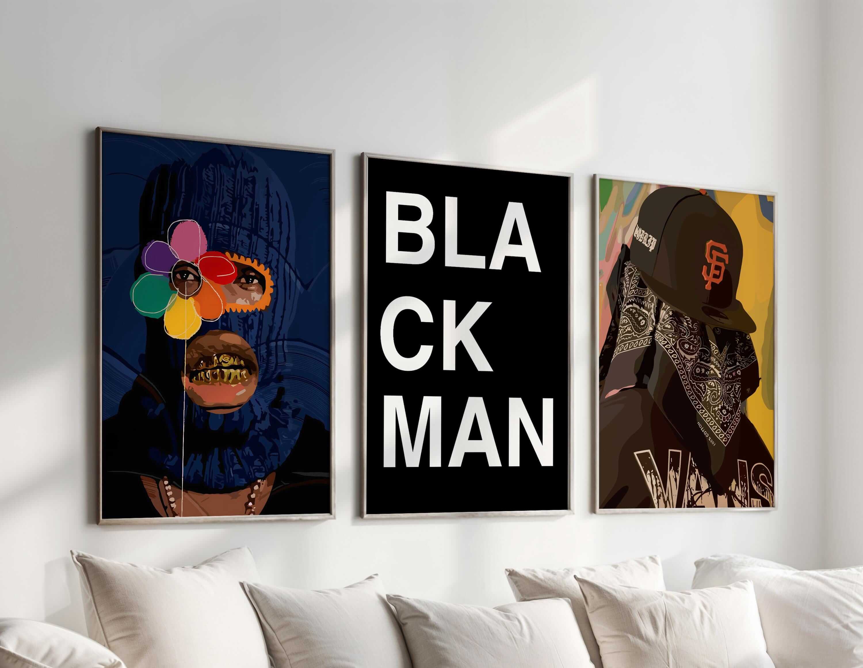 Abstract Black Man Wall Art Set of 12 - Haus of Prints