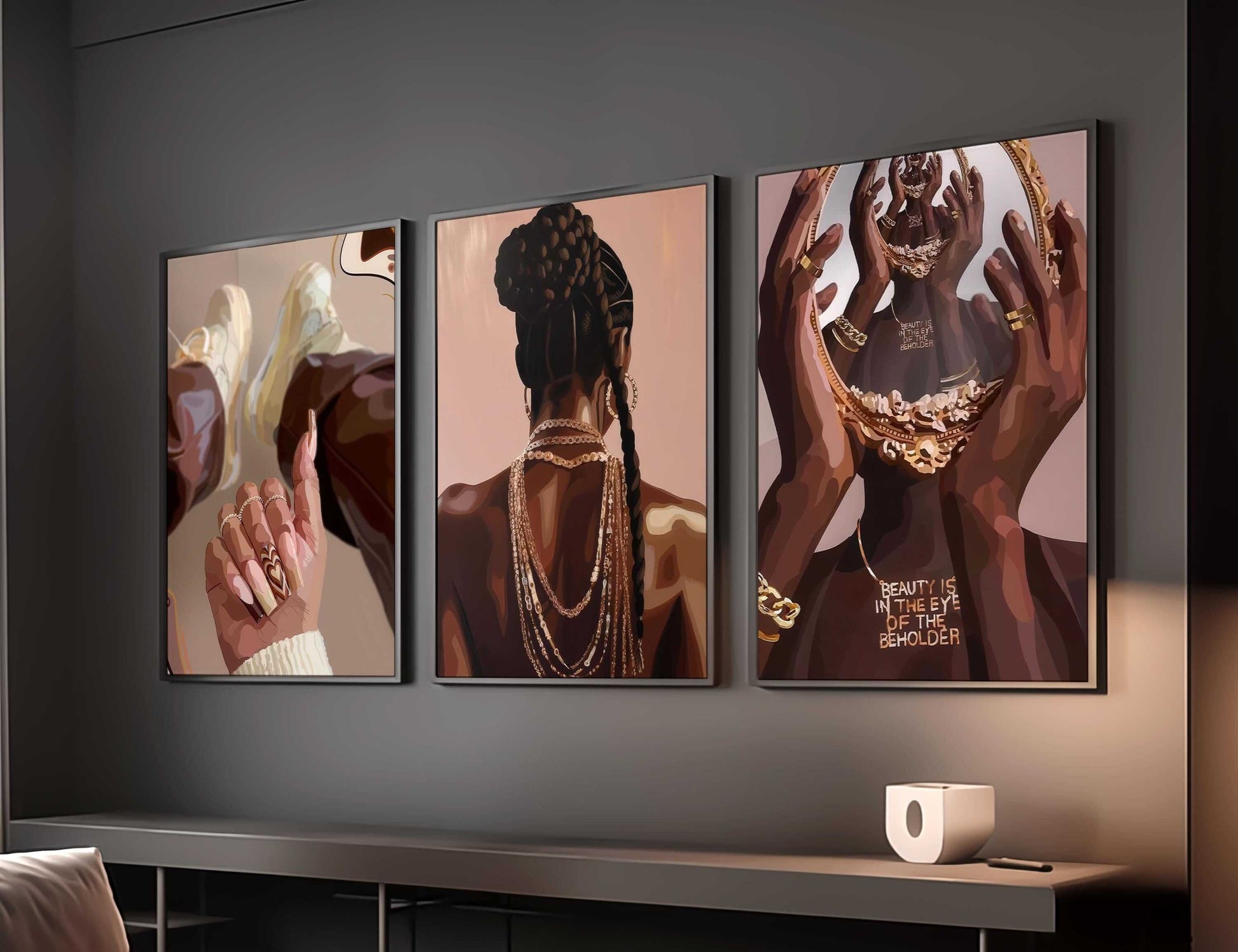 Abstract Black Woman Art Set of 9 - Haus of Prints