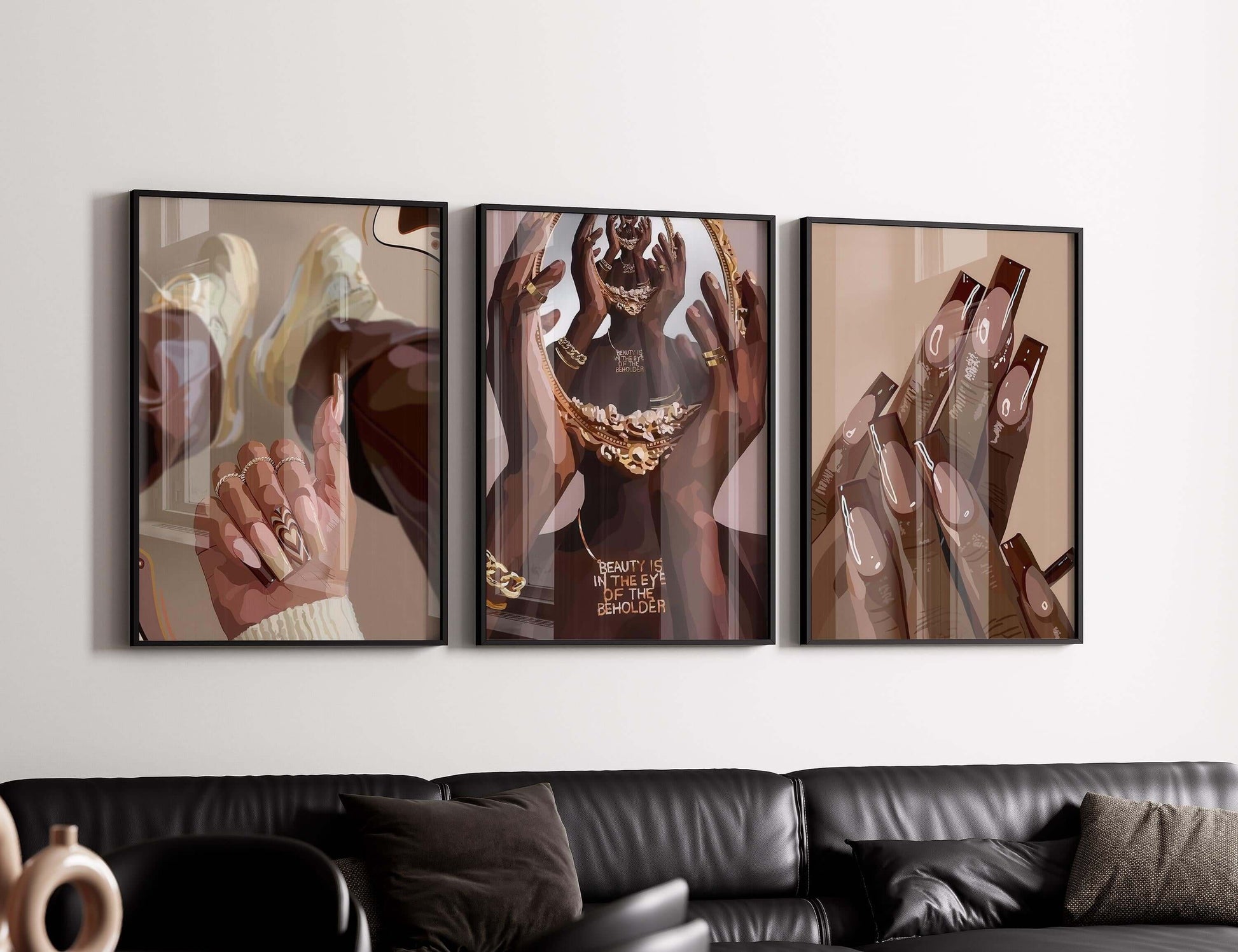 Abstract Black Woman Art Set of 9 - Haus of Prints