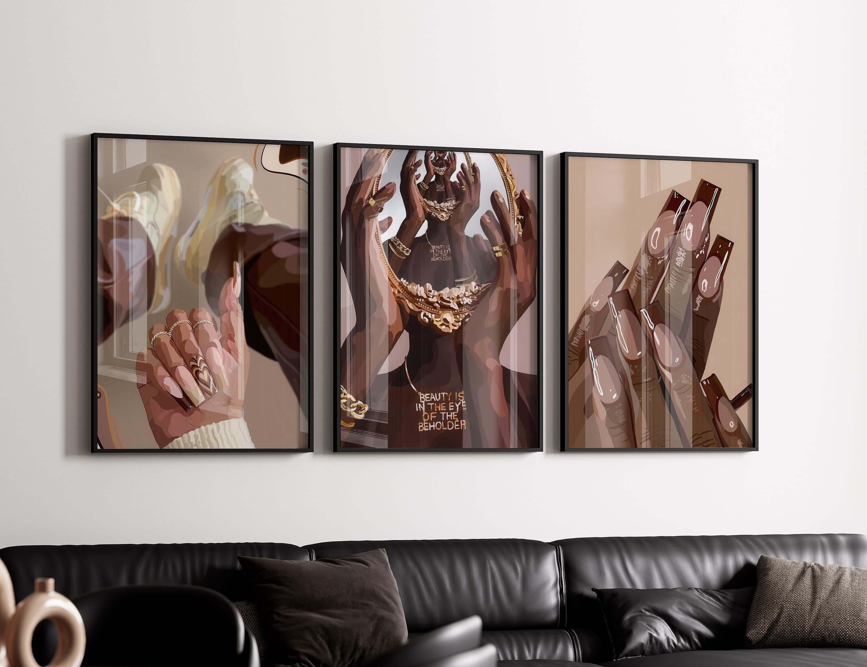 Abstract Black Woman Art Set of 9 - Haus of Prints