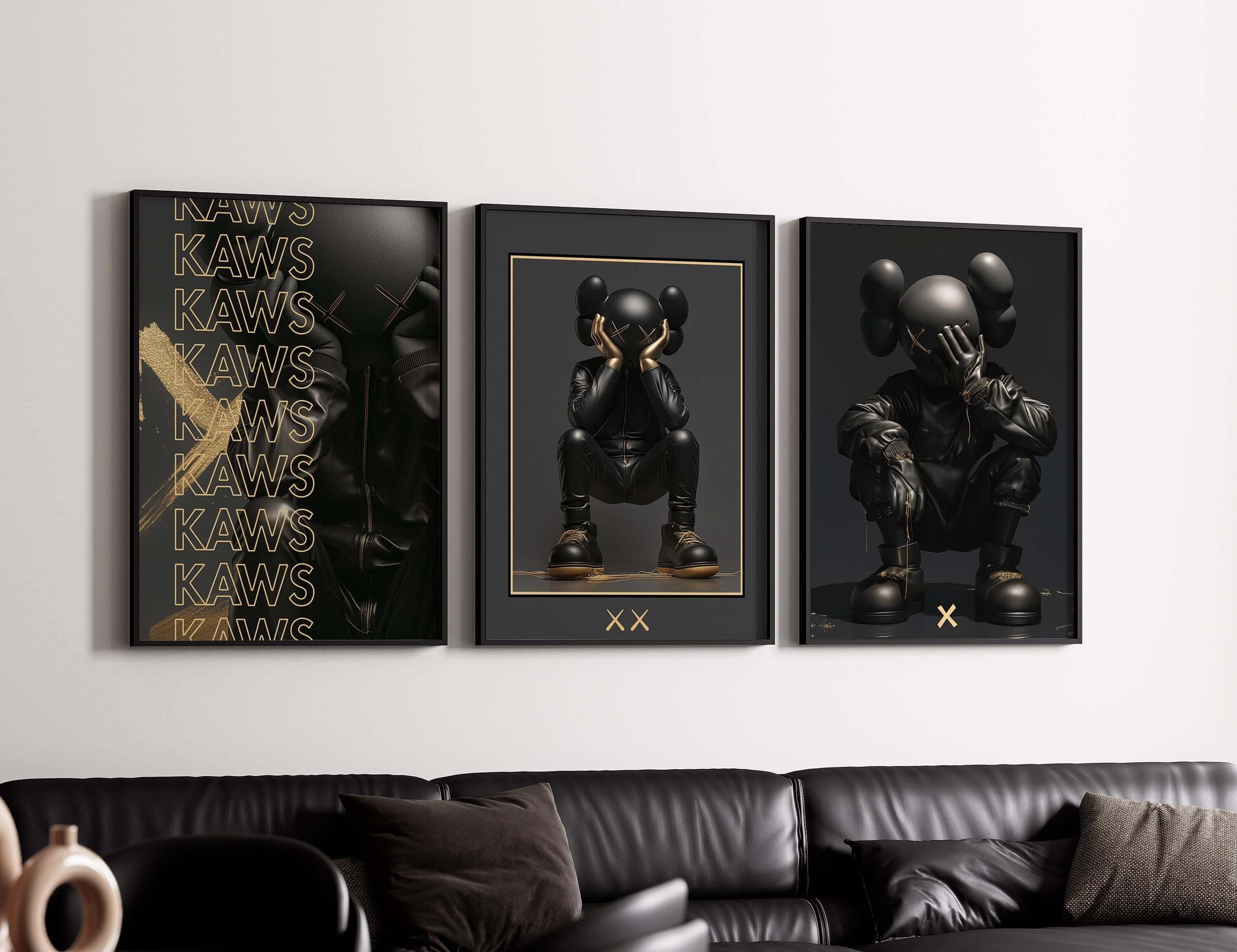 Abstract Gold Hypebeast Poster Set of 3 - Haus of Prints