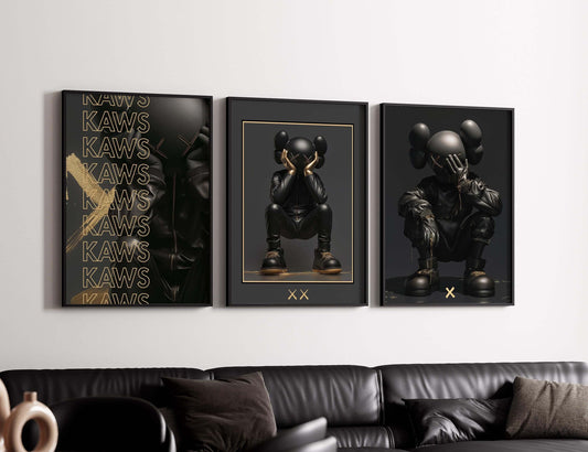 Abstract Gold Hypebeast Poster Set of 3 - Haus of Prints