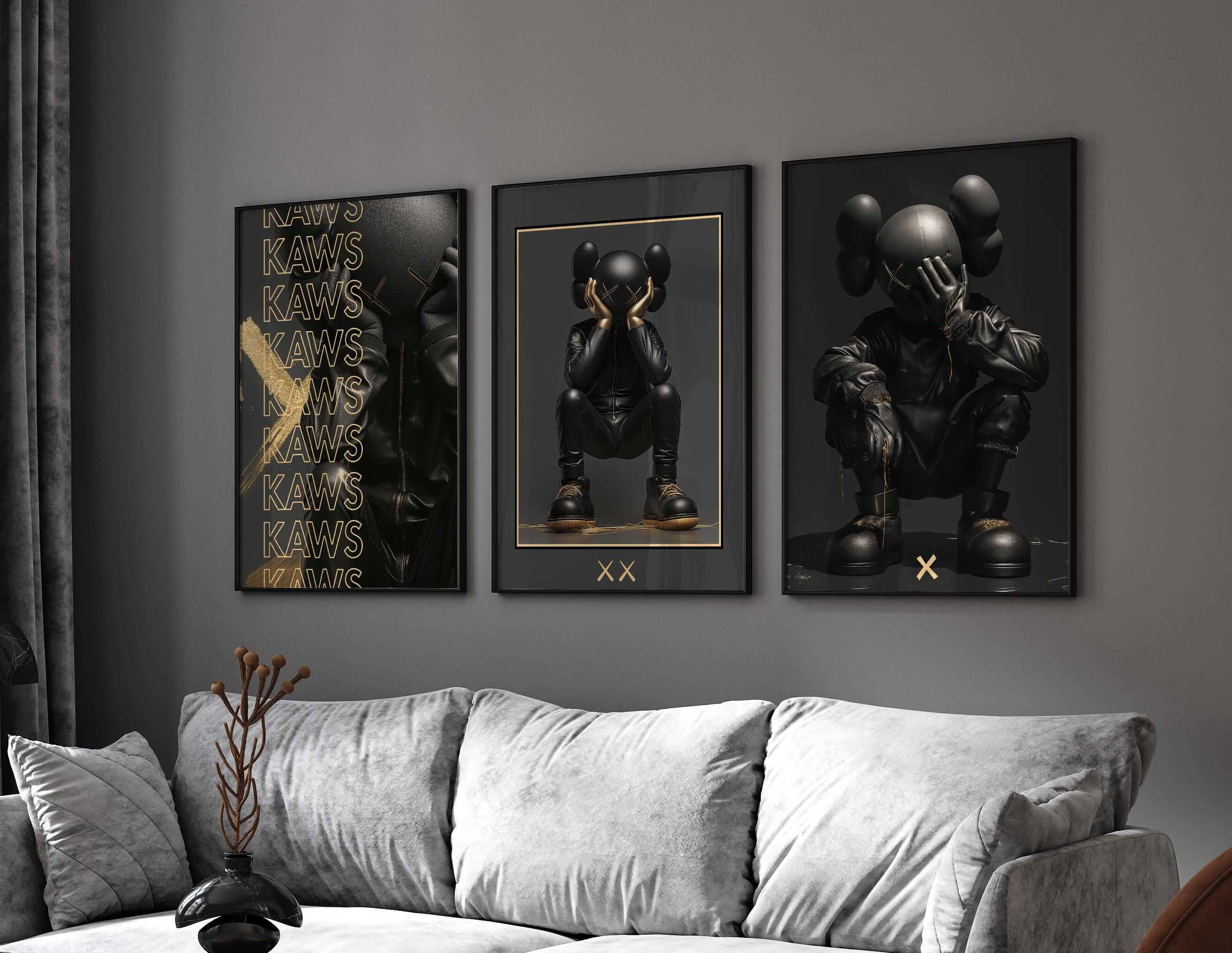 Abstract Gold Hypebeast Poster Set of 3 - Haus of Prints