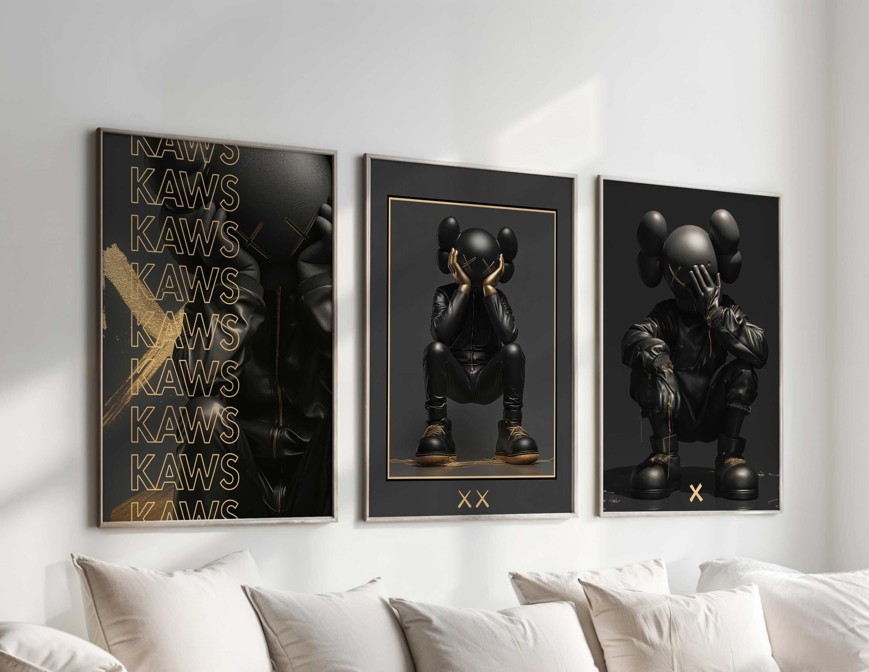 Abstract Gold Hypebeast Poster Set of 3 - Haus of Prints