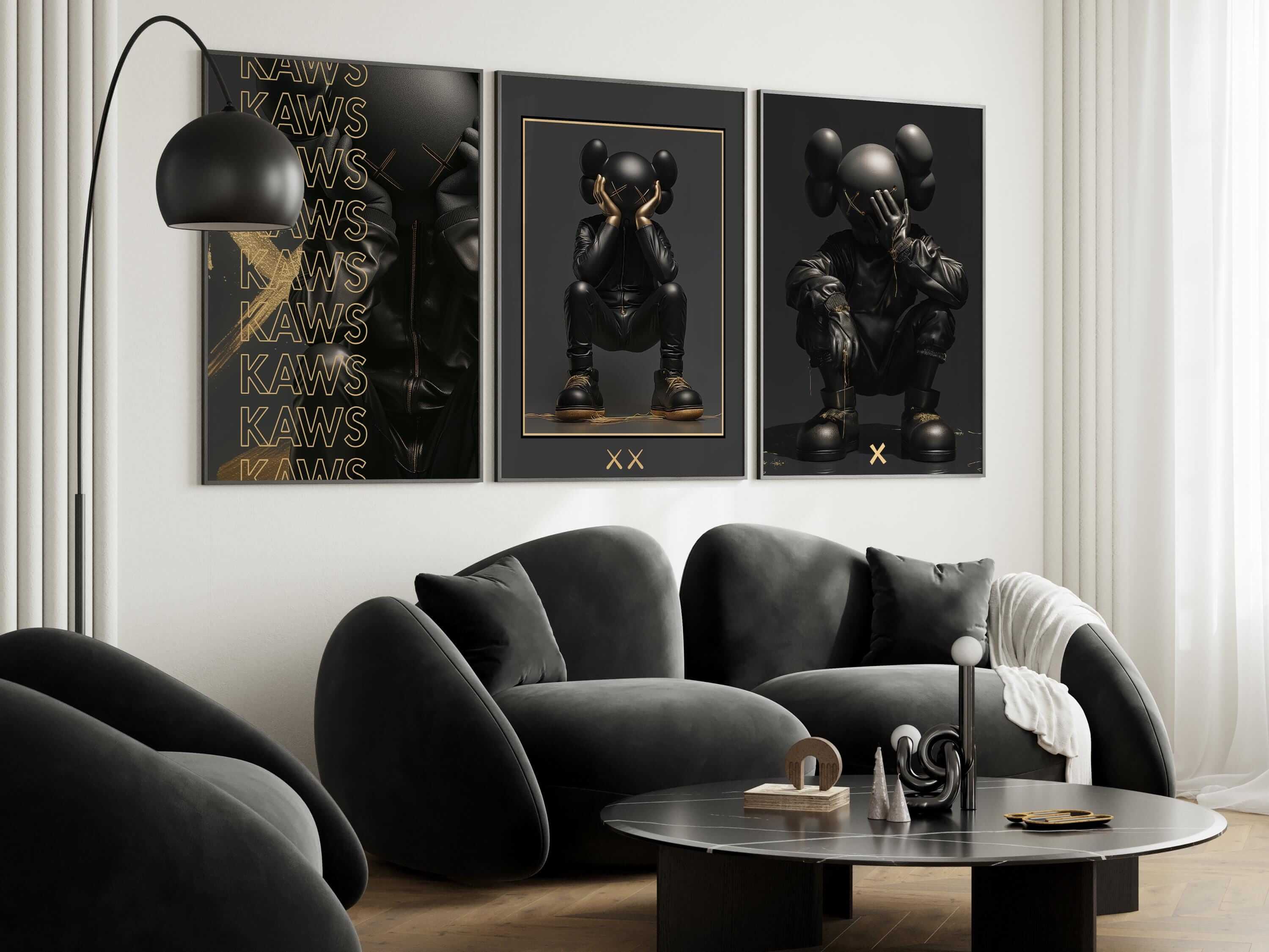 Abstract Gold Hypebeast Poster Set of 3 - Haus of Prints