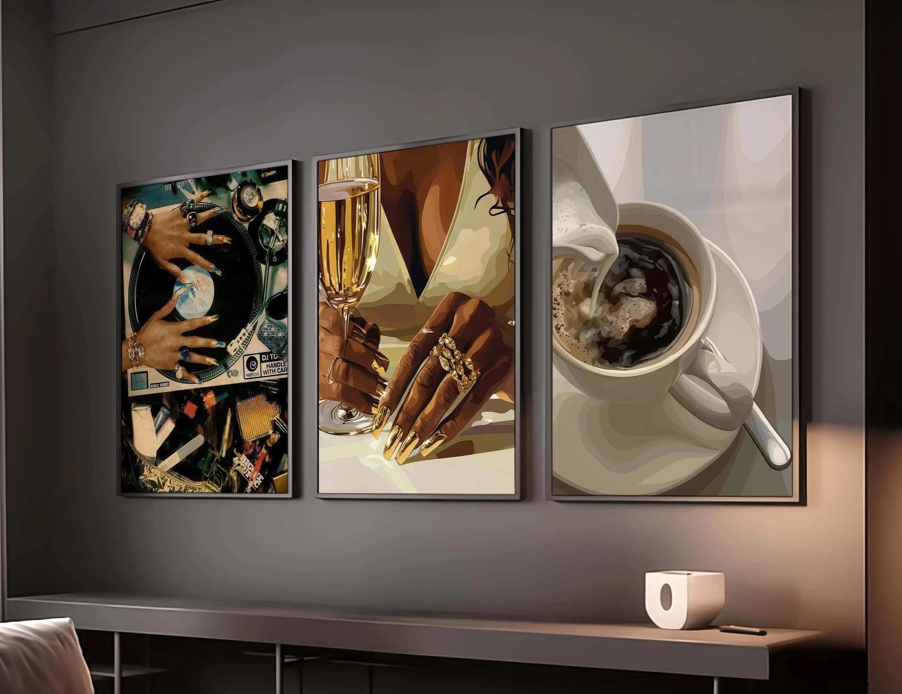 HAUS OF PRINTS Afrocentric Black Woman Art Prints Set of 9 - BLACK ART featuring Afrocentric Black Woman design elements