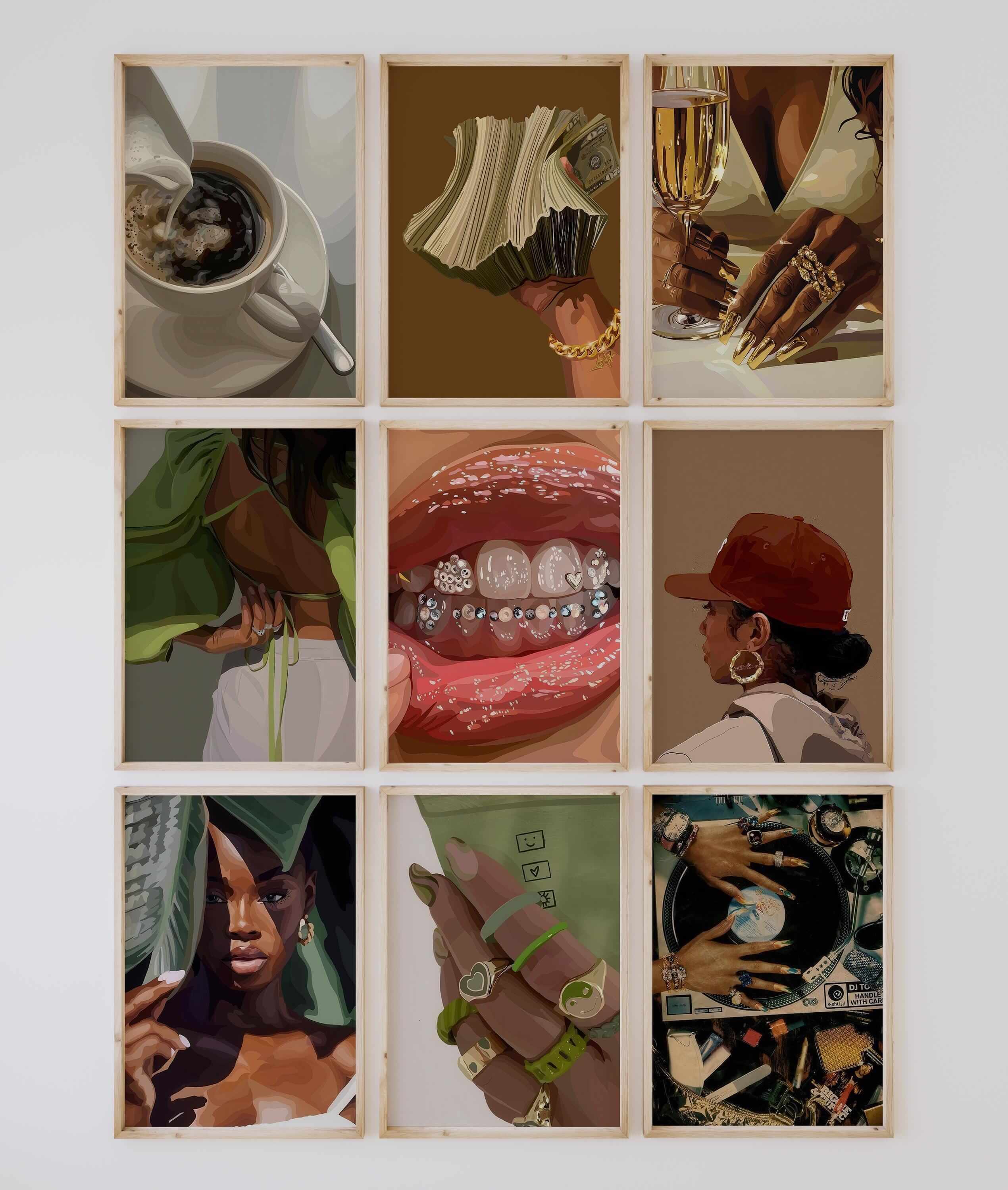 Afrocentric Black Woman Art Prints Set of 9 - Haus of Prints
