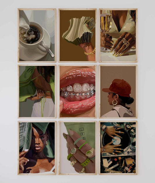 Afrocentric Black Woman Art Prints Set of 9 - Printable Wall Art by Haus of Prints