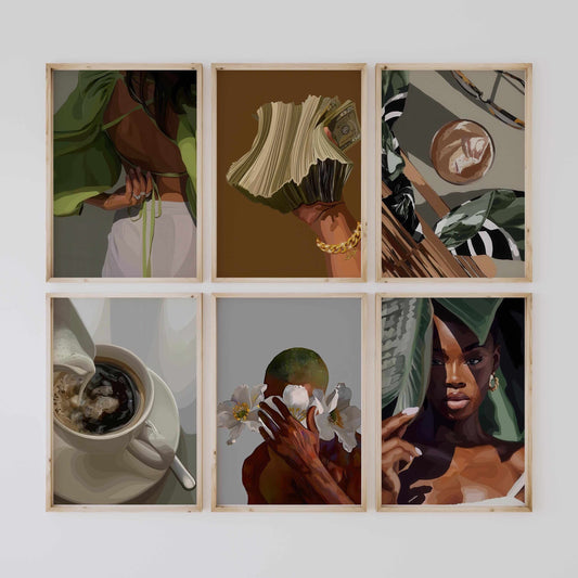 Black Girl Printable Art Set of 6 - Printable Wall Art by Haus of Prints