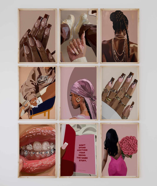 Black Girl Printable Wall Art Set of 9 - Printable Wall Art by Haus of Prints