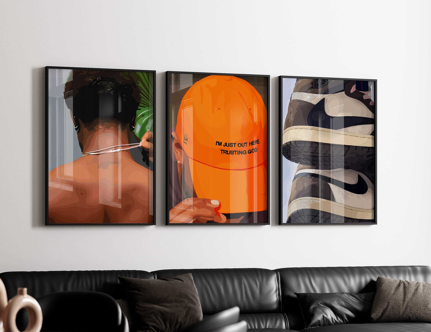 Black Masculine Wall Art Set of 3 - Haus of Prints