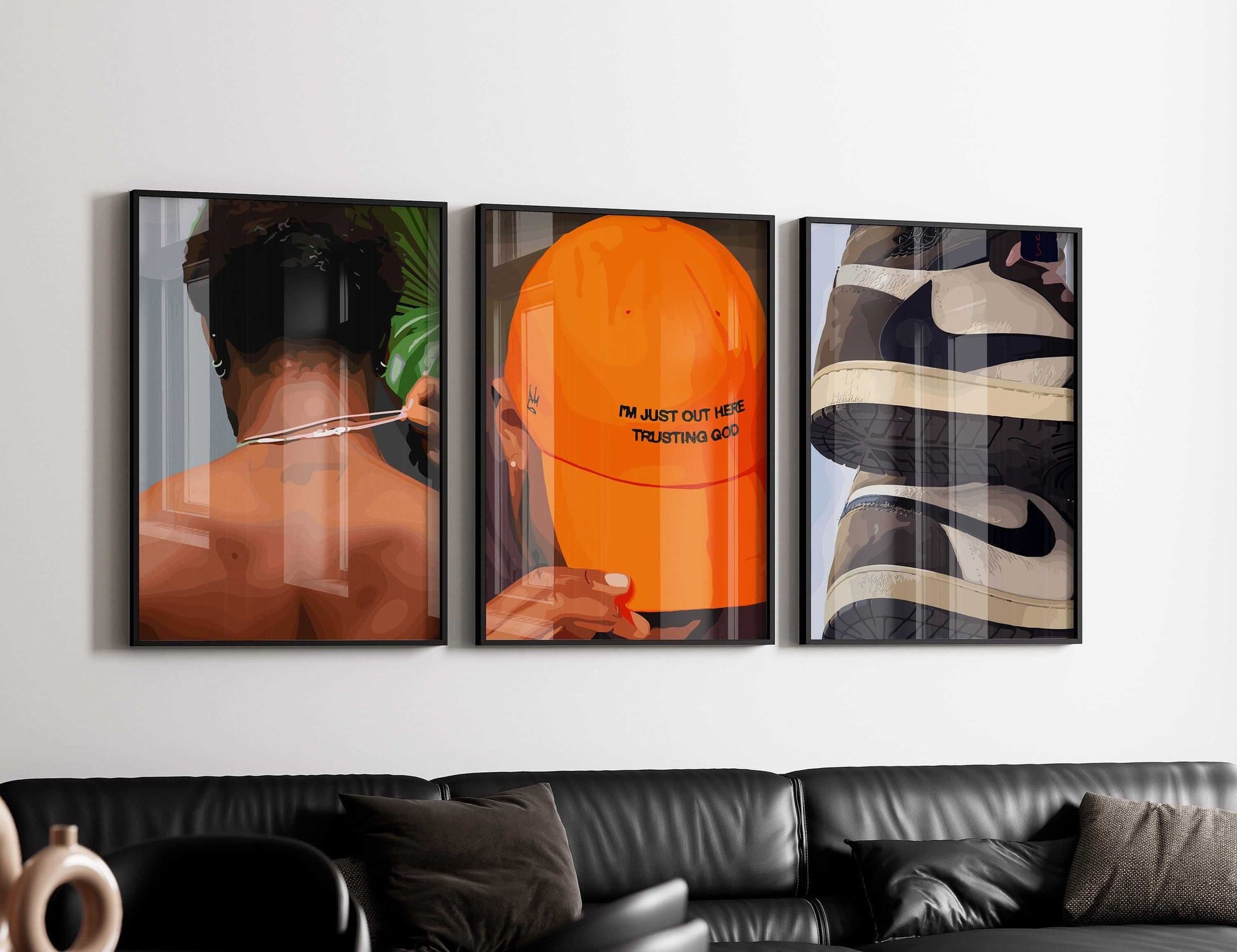 Black Masculine Wall Art Set of 3 - Haus of Prints